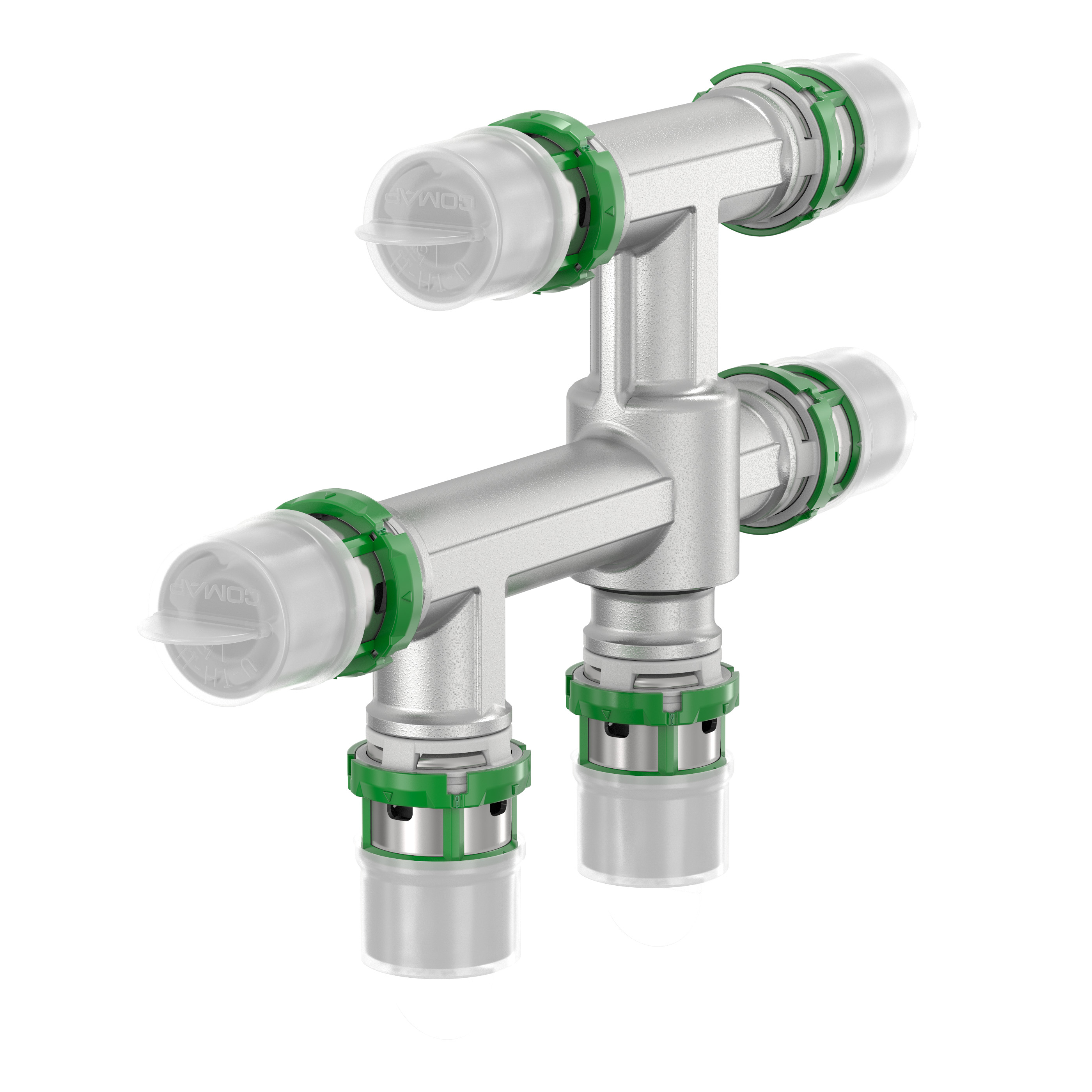 Comap SkinPress Passeerkruistuk messing 20x16x20 7495W201620