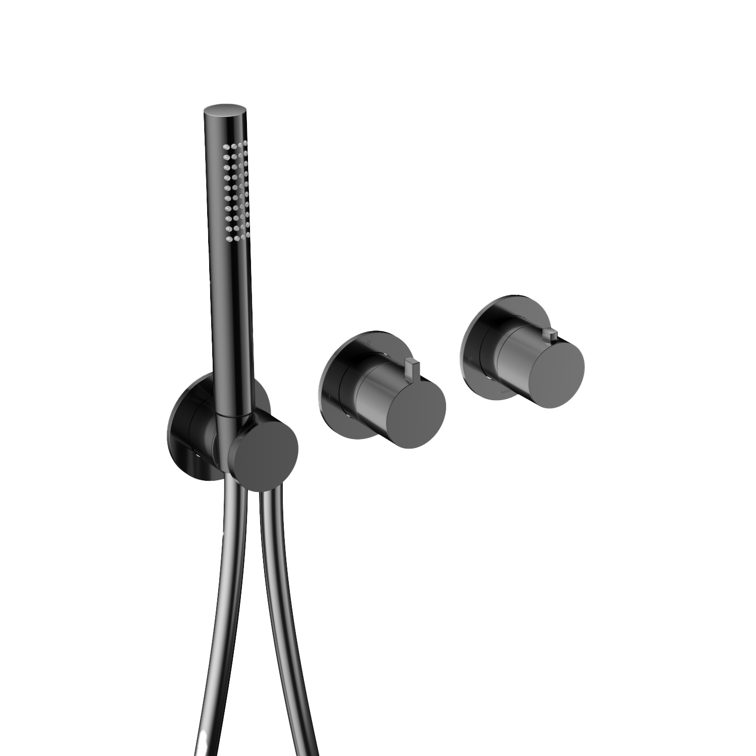 Hotbath Ace afbouwdeel inbouw thermostaat m. 2-weg stop-omstel m. handd./ doucheslang AC071EXTPBP Gepolijst Zwart PVD