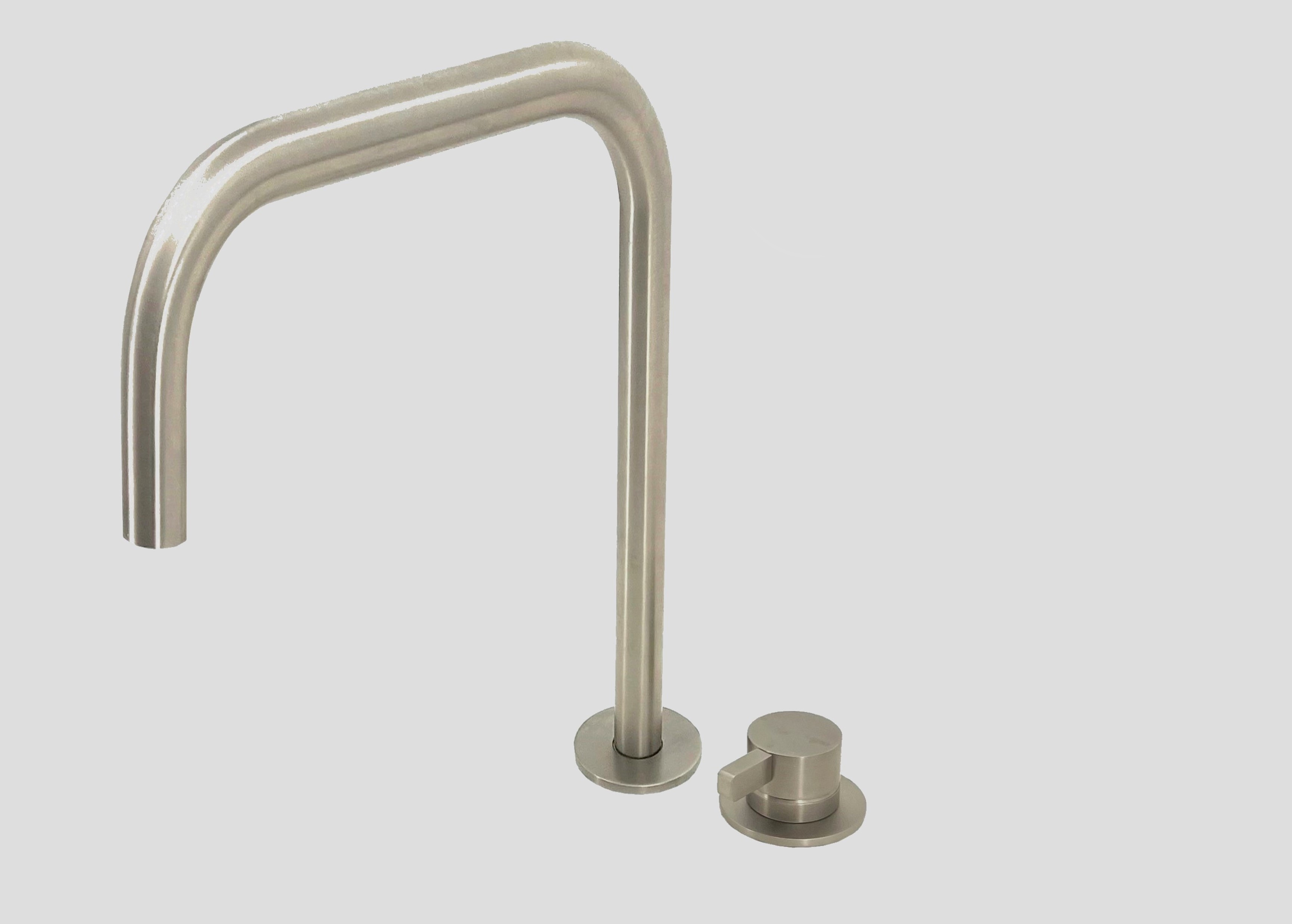 Lagoo Como Wastafelmengkraan 2-gats m. draaibare rechte uitloop high CM1232BN Brushed Nickel