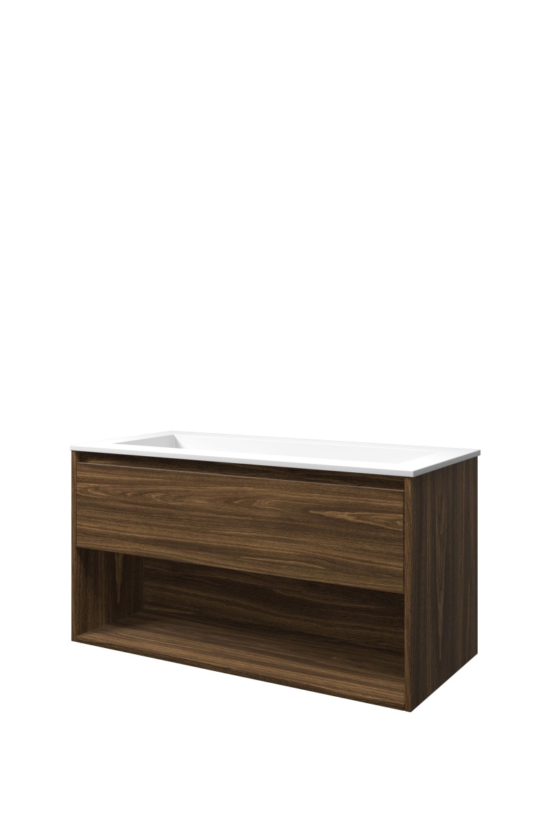 Proline set polystone Elegant wast. z. krgt. en onderk. met schap 1816013 Cabana oak/Mat wit H540xB1000xD460