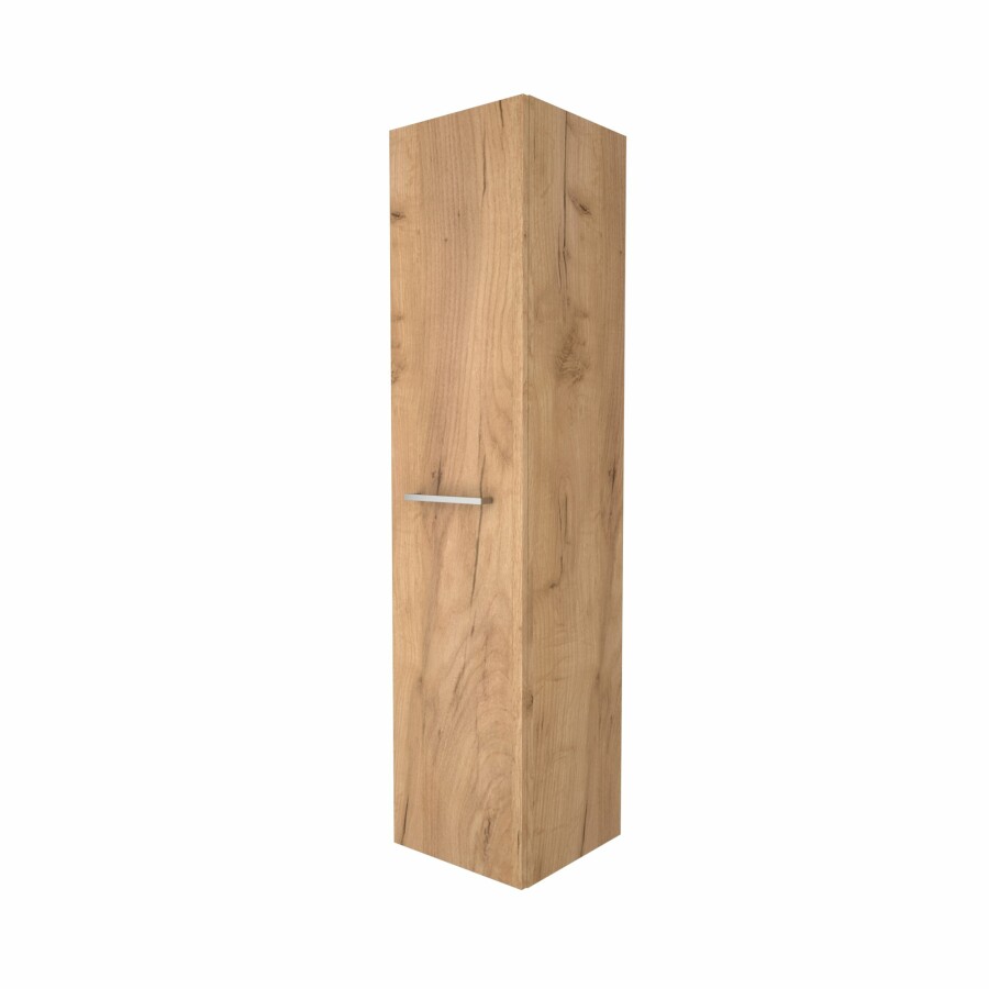 Basic hoge kast 1 deur met greep incl. glazen legplanken 1806902 Whisky Oak H1500xB350xD350