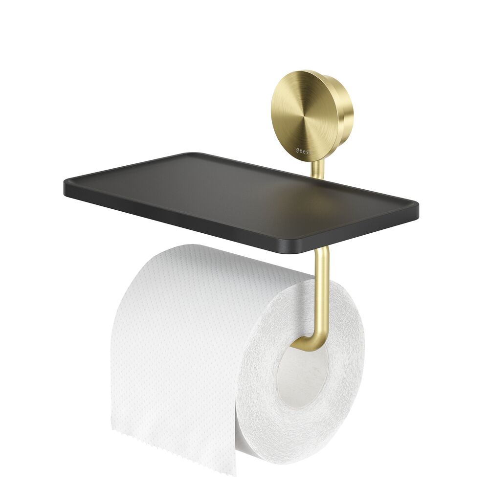 Geesa Opal toiletrolhouder met planchet 917224-07 geborsteld goud