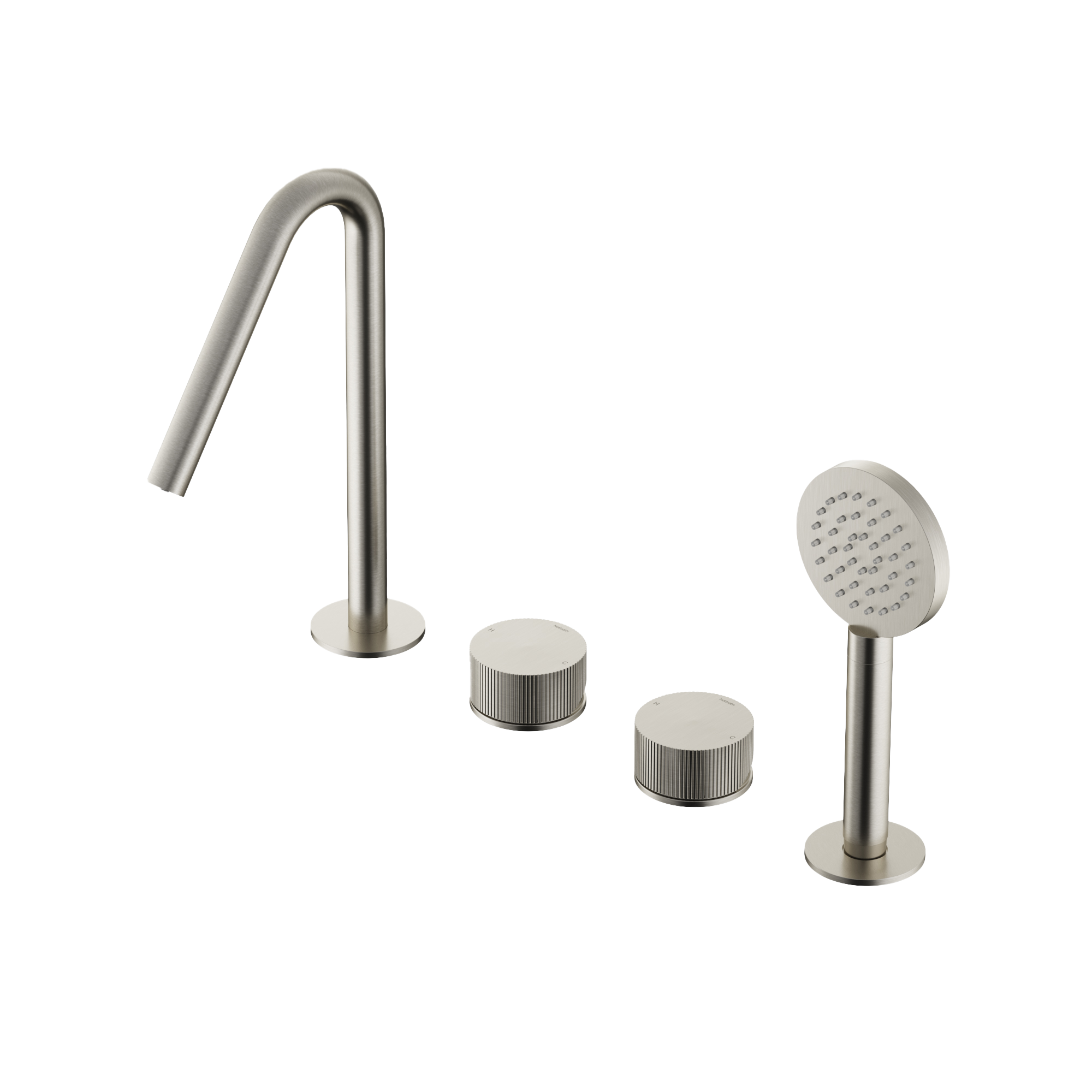 Hotbath GUY badrandcombinatie met uitloop binatie een hendel met uitloop mengkraan met uitloop GY073RGN Geborsteld nikkel