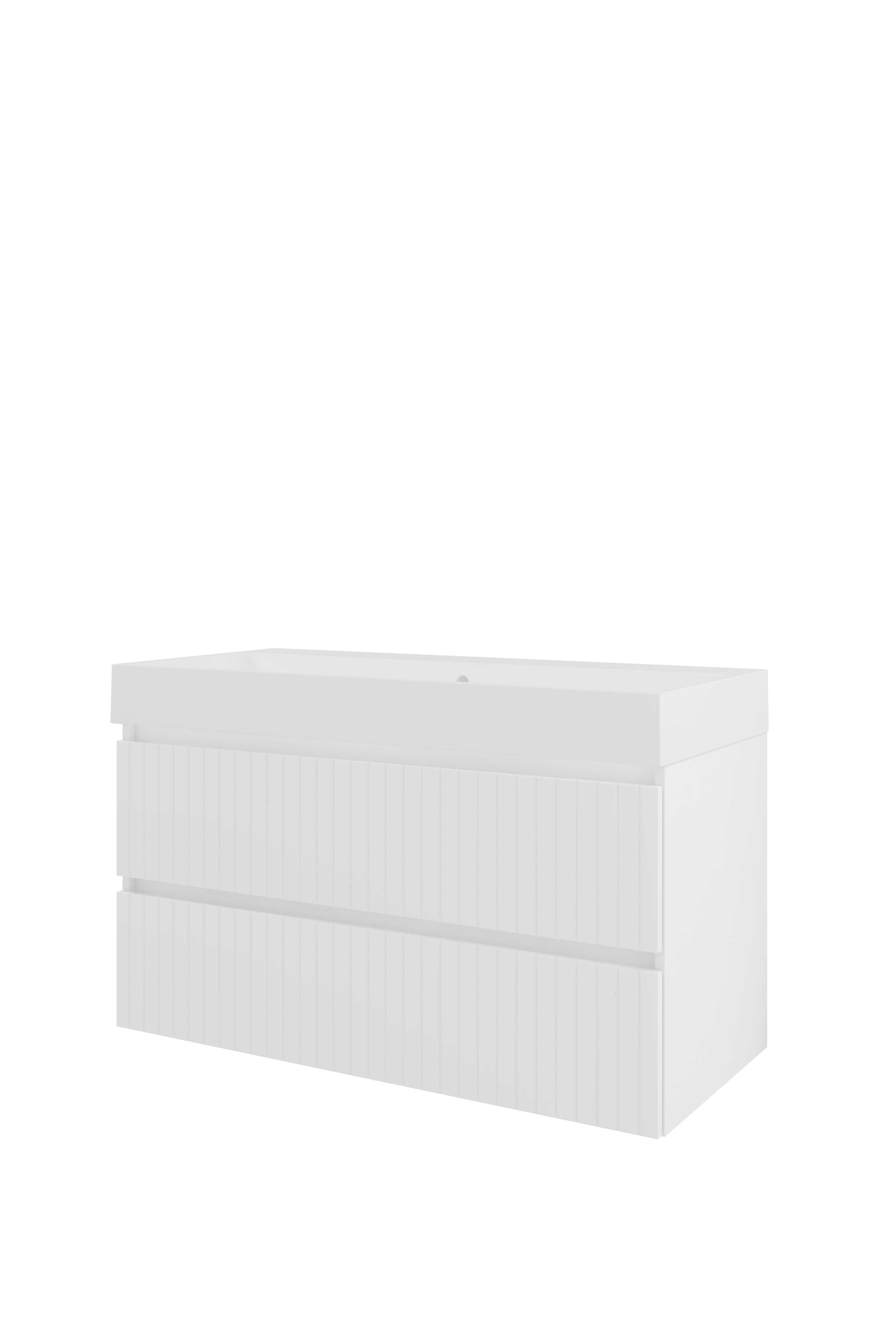 Proline Set polystone Loft wast. met 2 kr.gaten en onderkast sym. gefr. 1818774 Glans wit/Mat wit 1000x460x620