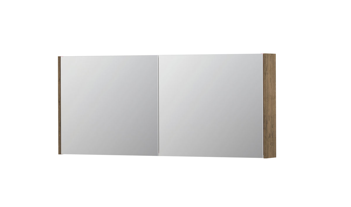 INK SPK1 spiegelkast m. 2 dubbelzijdige spiegeldeuren en stop/schak. 1110760 Naturel eiken H600xB1400xD140