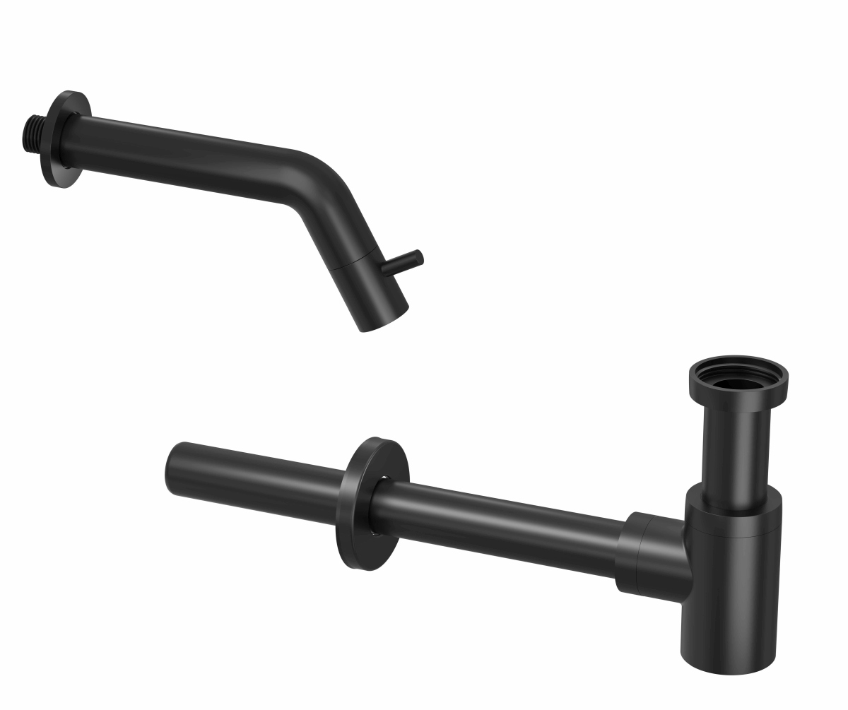 INK set 3B fonteinkraan wandmodel en design sifon 9902451 m. zwart