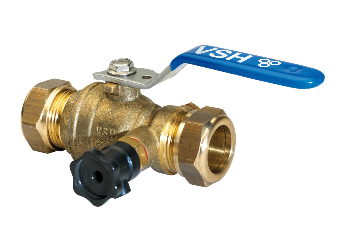 VSH kogelstopkraan kiwa met aftapper 12 knel inclusief aftapper 1/4 0504889