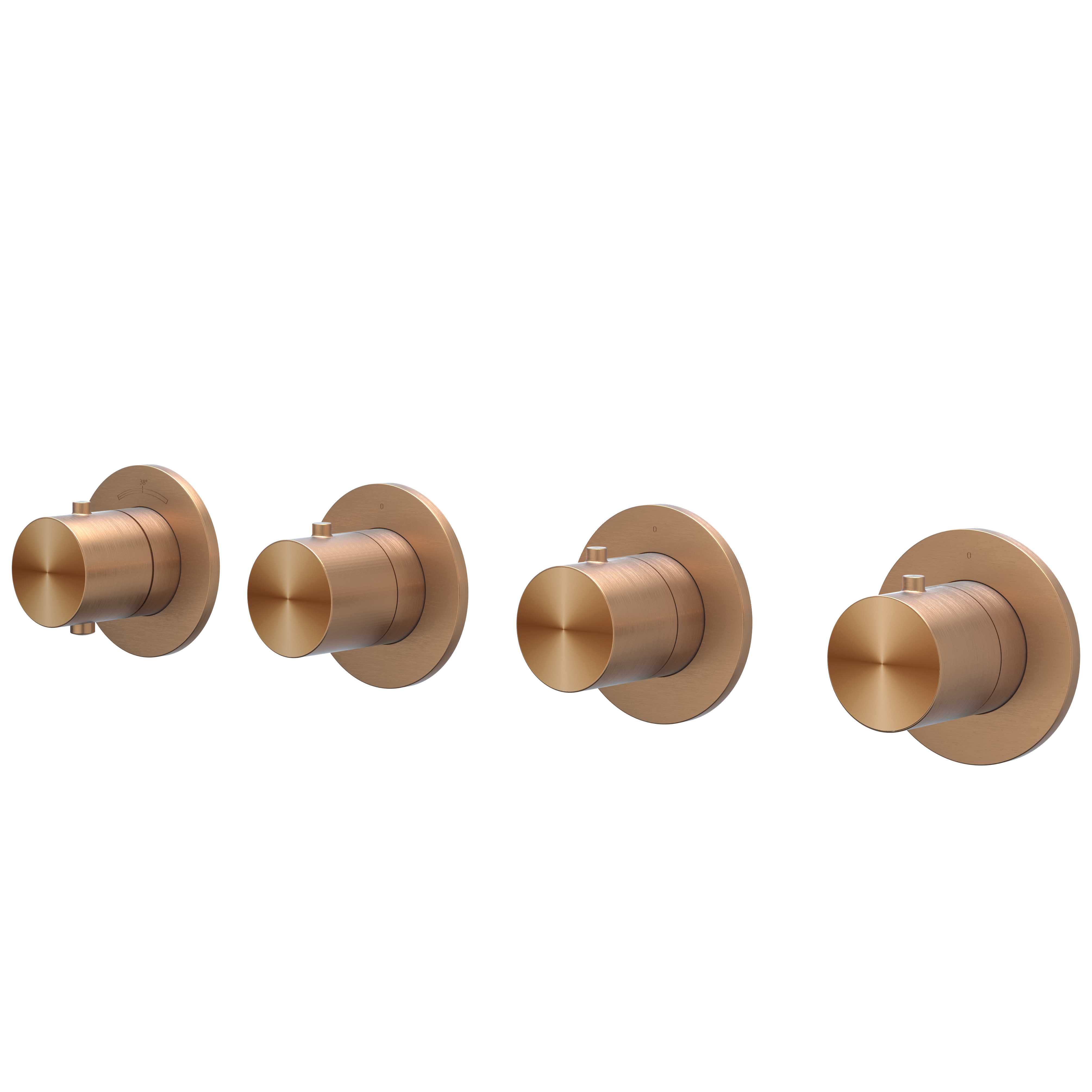 IVY Concord Afbouw inbouwtherm. m/3 stopkranen symmetry m/ronde rozetten 6201263 RVS316 gebr. mat koper PVD