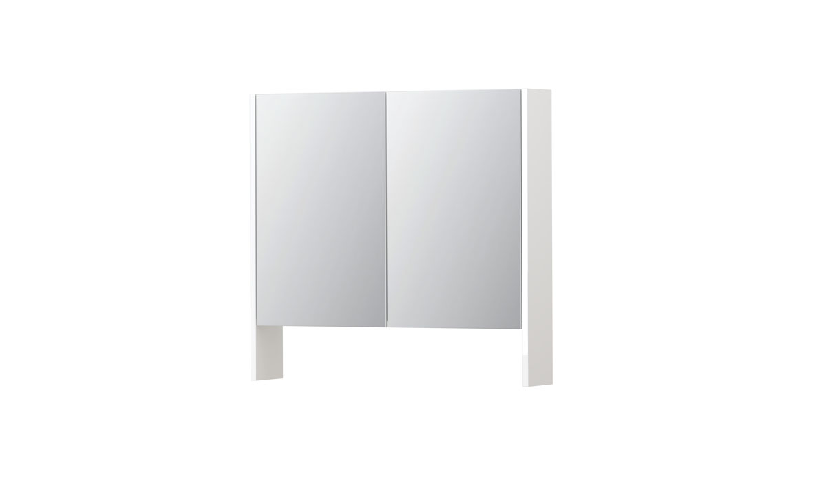 INK SPK3 spiegelkast m. dubbel gesp. 2 deuren icm open planchet en stop/schak. 1110106 Hoogglans wit H740xB800xD140