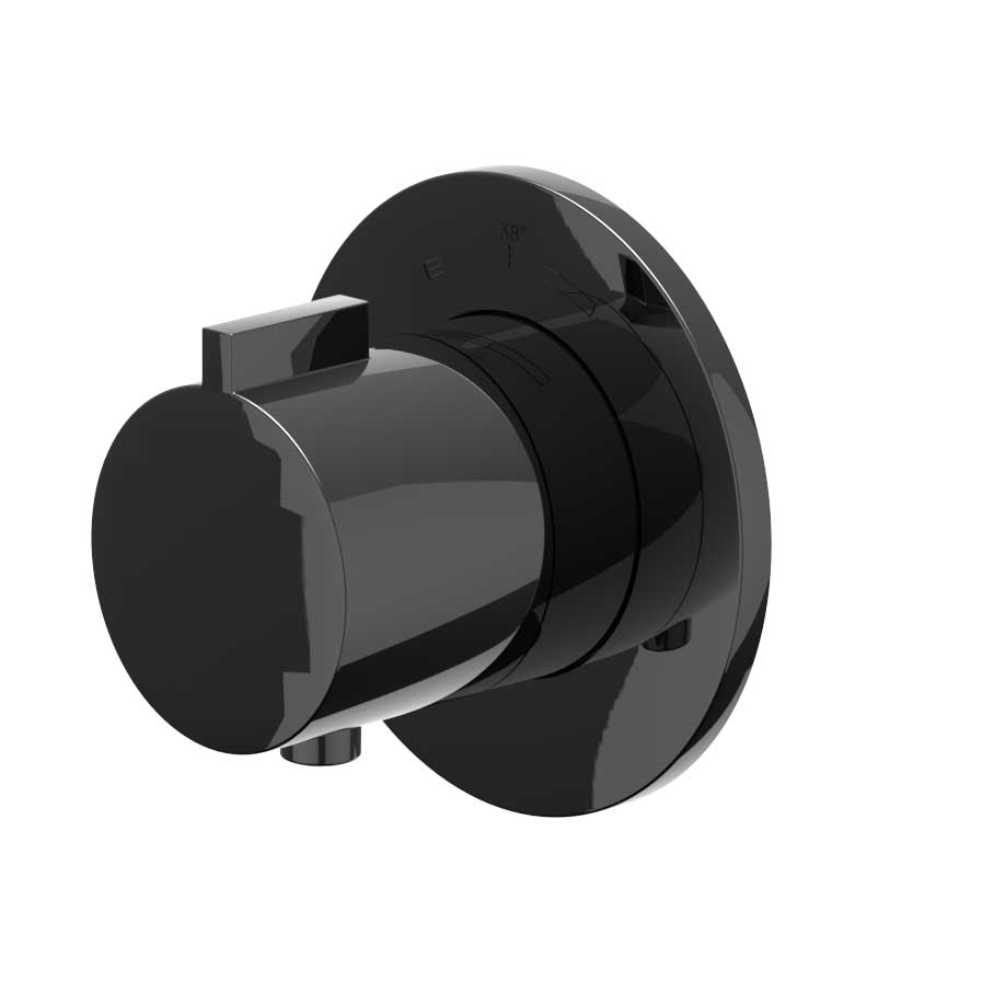 IVY Pact Afbouwdeel inbouwthermostaat symmetry met rond rozet 6202427 Zwart chroom PVD