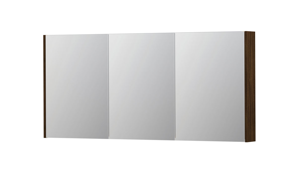 INK SPK2 spiegelkast m. 3 dubbelzijdige spiegeldeuren en stop/schak. 1105517 Koper eiken  H730xB1600xD140