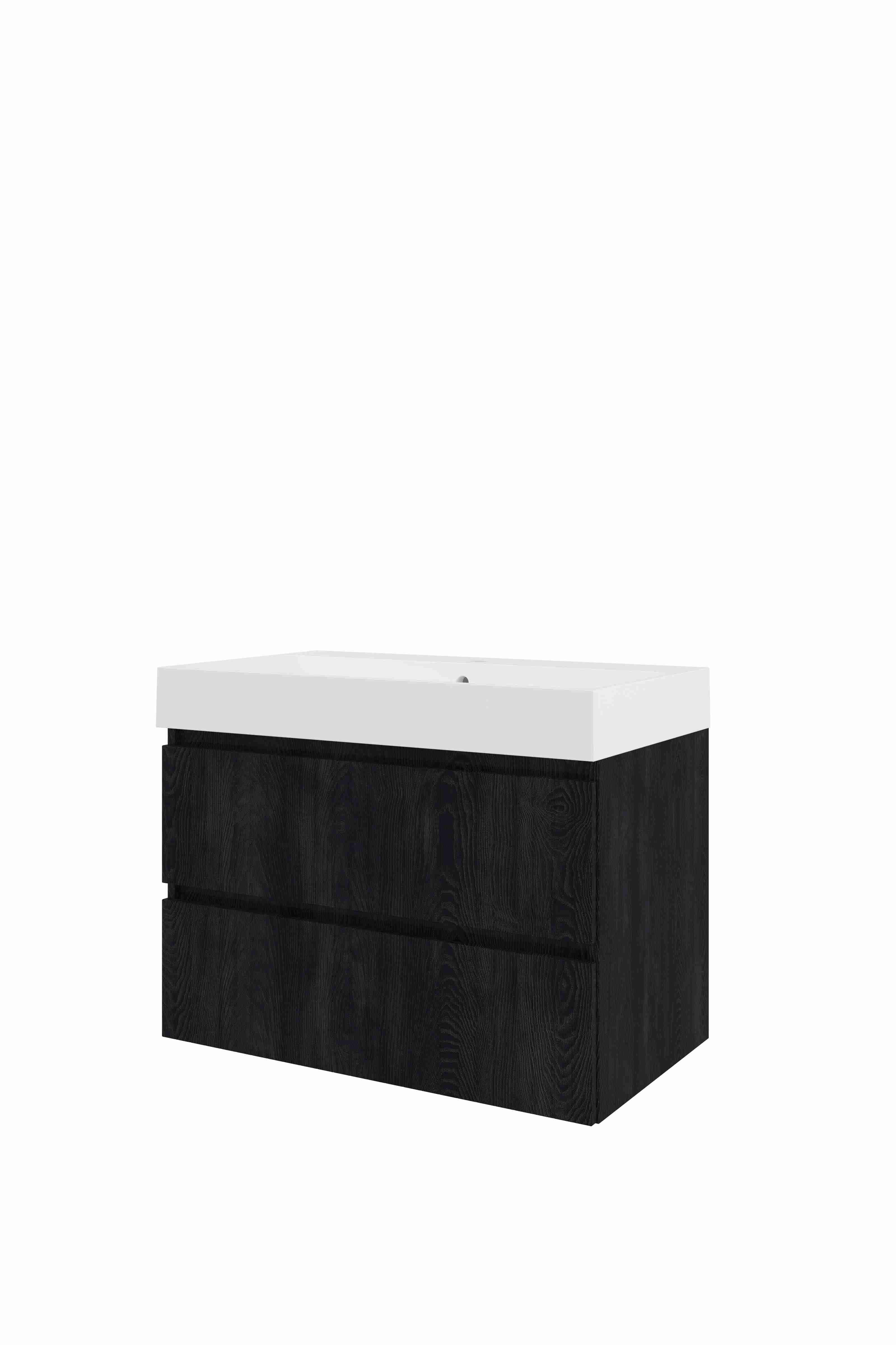 Proline Set polystone Loft wast. met 1 krgt. en onderkast sym. gefr. 1818712 Charcoal oak/Mat wit 800x460x620