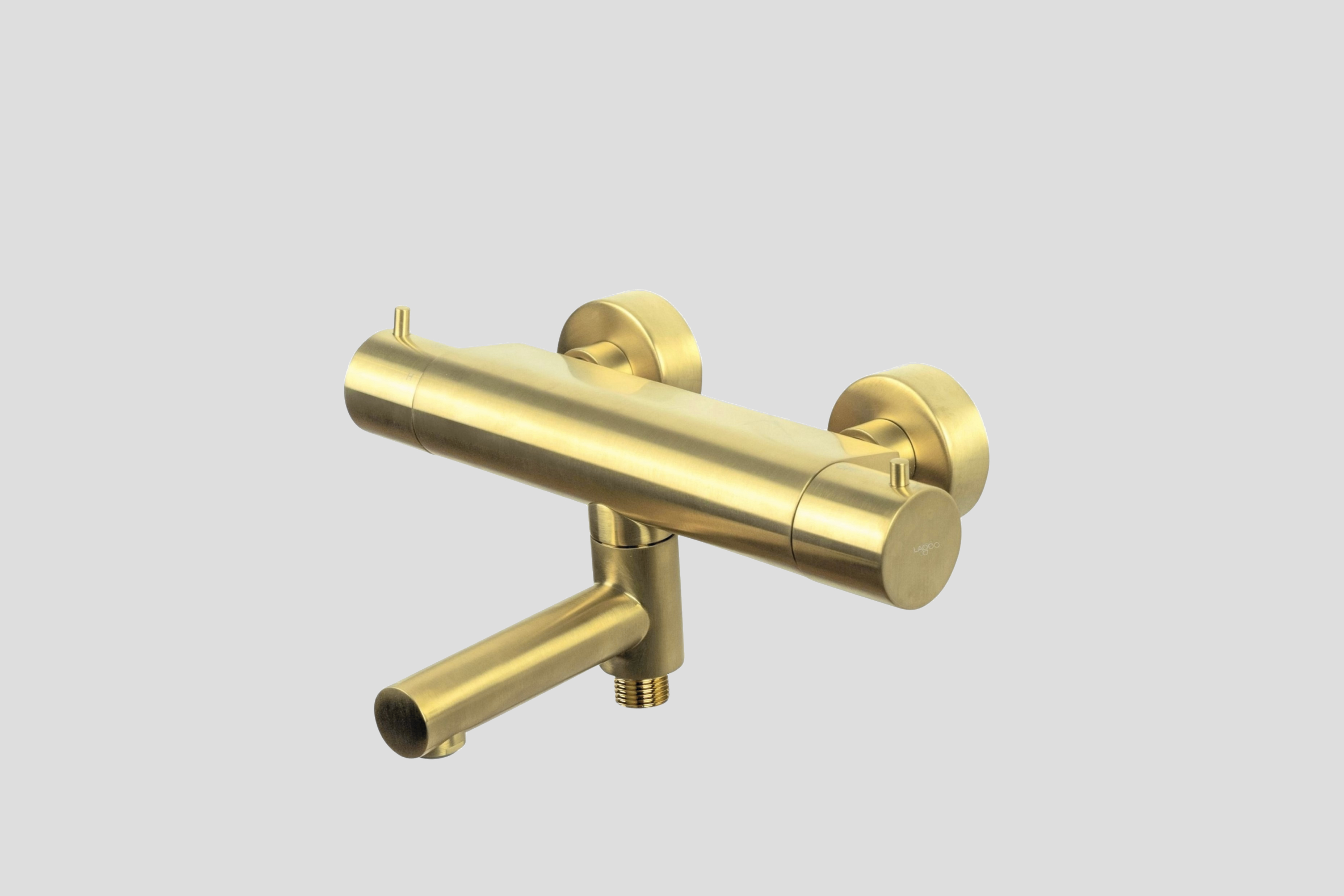 Lagoo Garda thermostatische badmengkraan met uitloop en geintegreerd omstel G3101BB Brushed Brass PVD