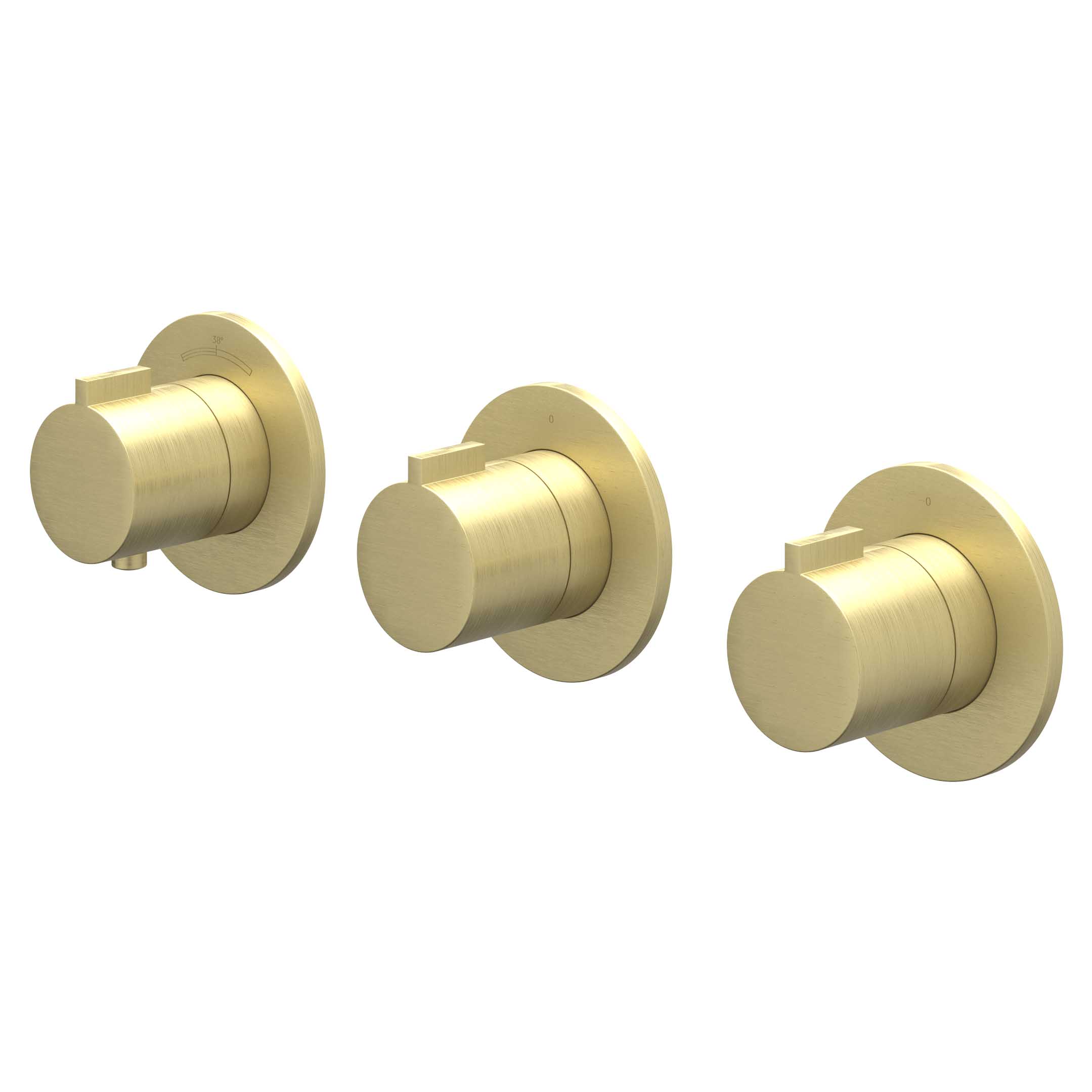 IVY Pact Afbouw inbouwtherm. m/2 stopkranen symmetry m/ronde rozetten 6202354 gebr. mat goud PVD