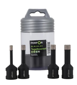 Tegelboorset 4 stuks 6 8 10 12mm M14 aansluiting TB.S04.M14