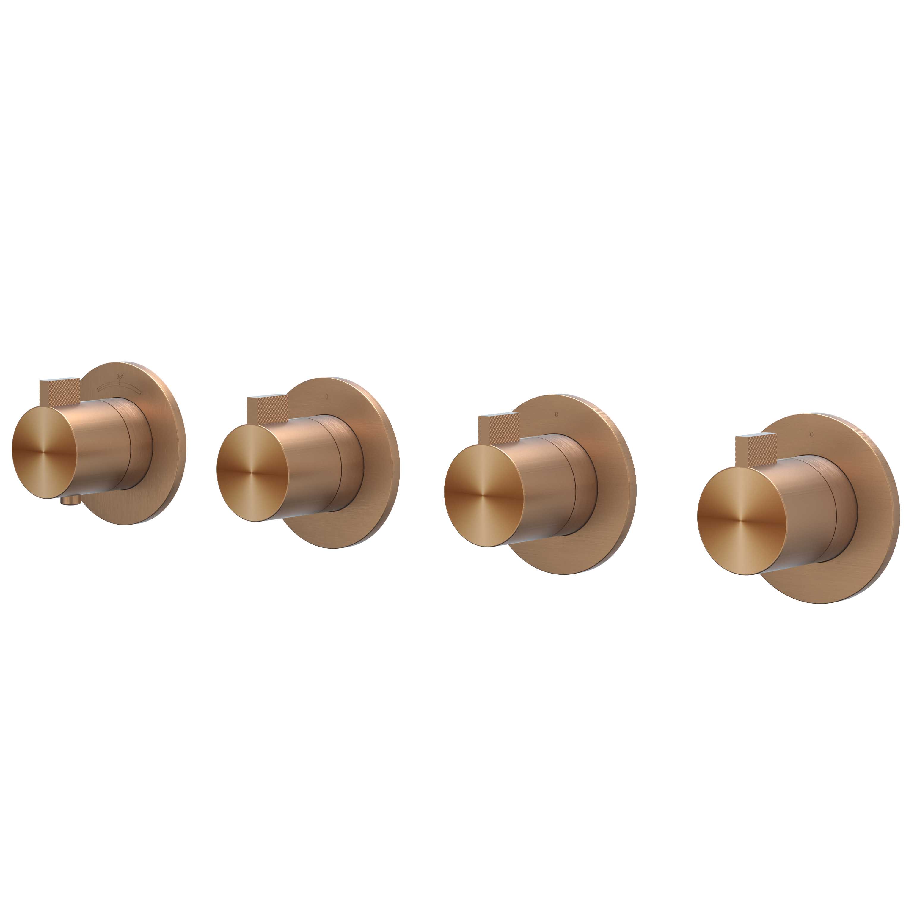 IVY Tribe Afbouw inbouwtherm. m/3 stopkranen symmetry m/ronde rozetten 6201273 RVS316 gebr. mat koper PVD