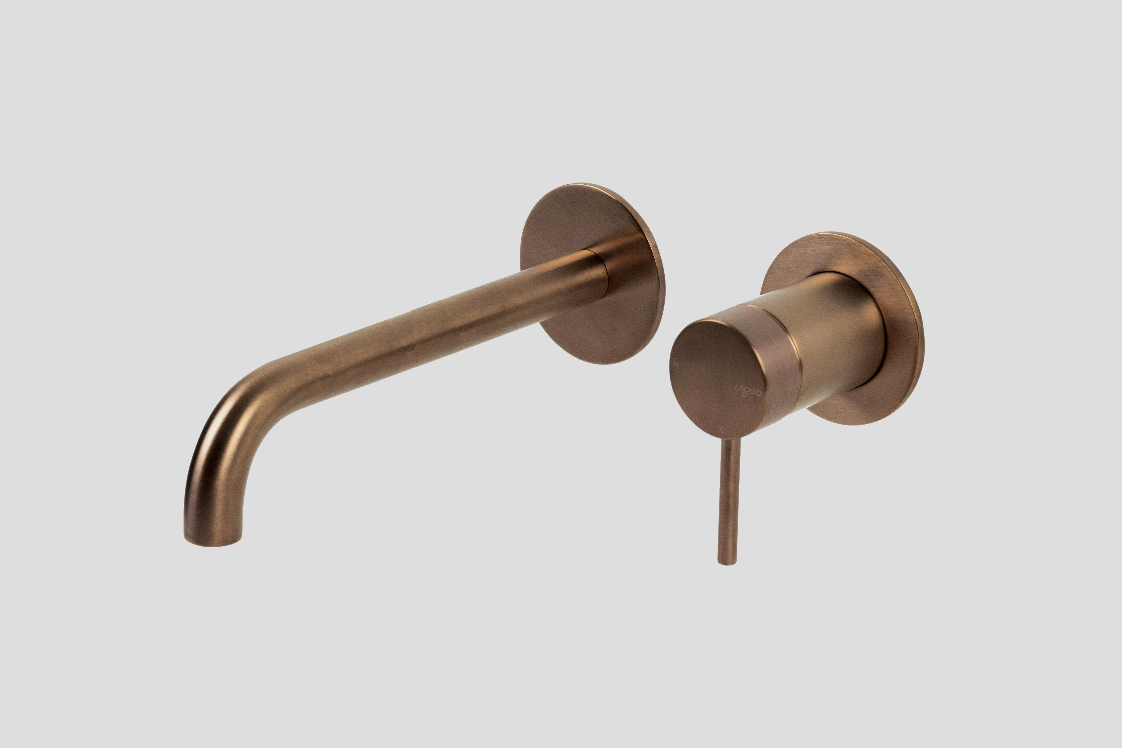 Lagoo Garda inbouw wastafelmengkraan afb.deel met uitloop links 19 cm G1200-19BK Brushed Copper PVD