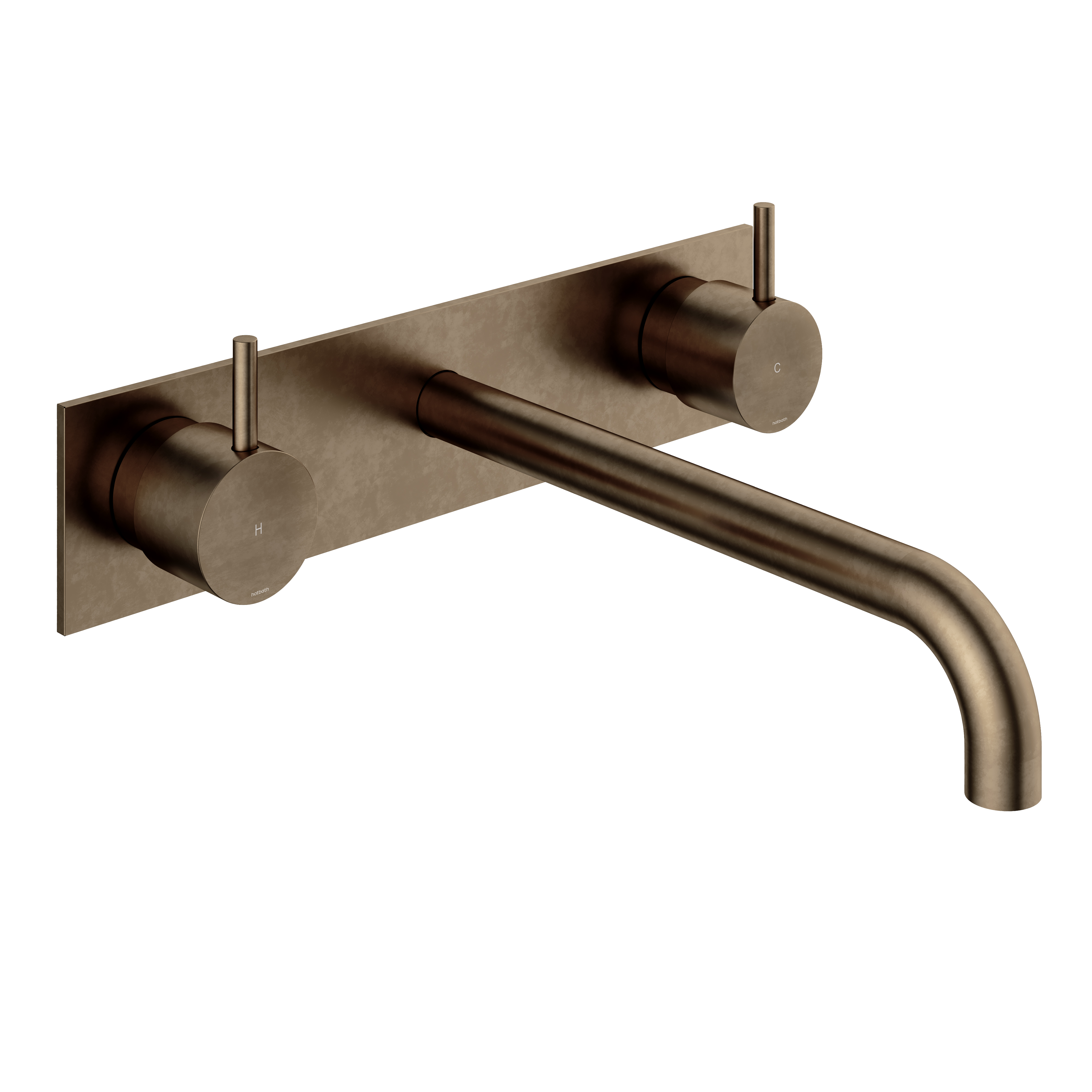 Hotbath afbouwdeel wastafelmengkraan 3 gats met plaat en 25 cm uitloop CB006TEXT25AB Verouderd Messing