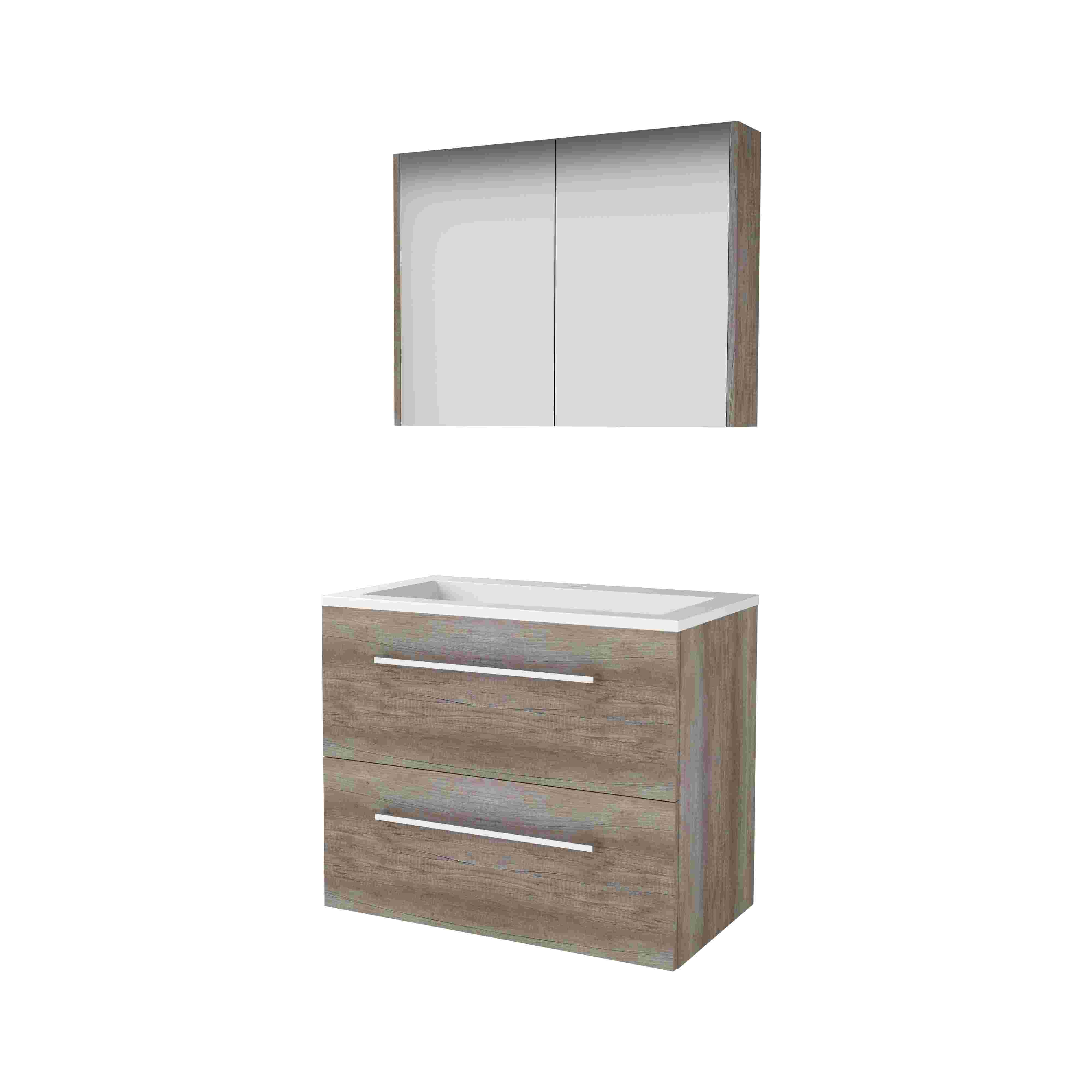 Basic Comfort 46 set 80x46cm met gr. 2 la Acryl wast. 1 krgt. incl. kast C46GR80A1SO Scotch Oak