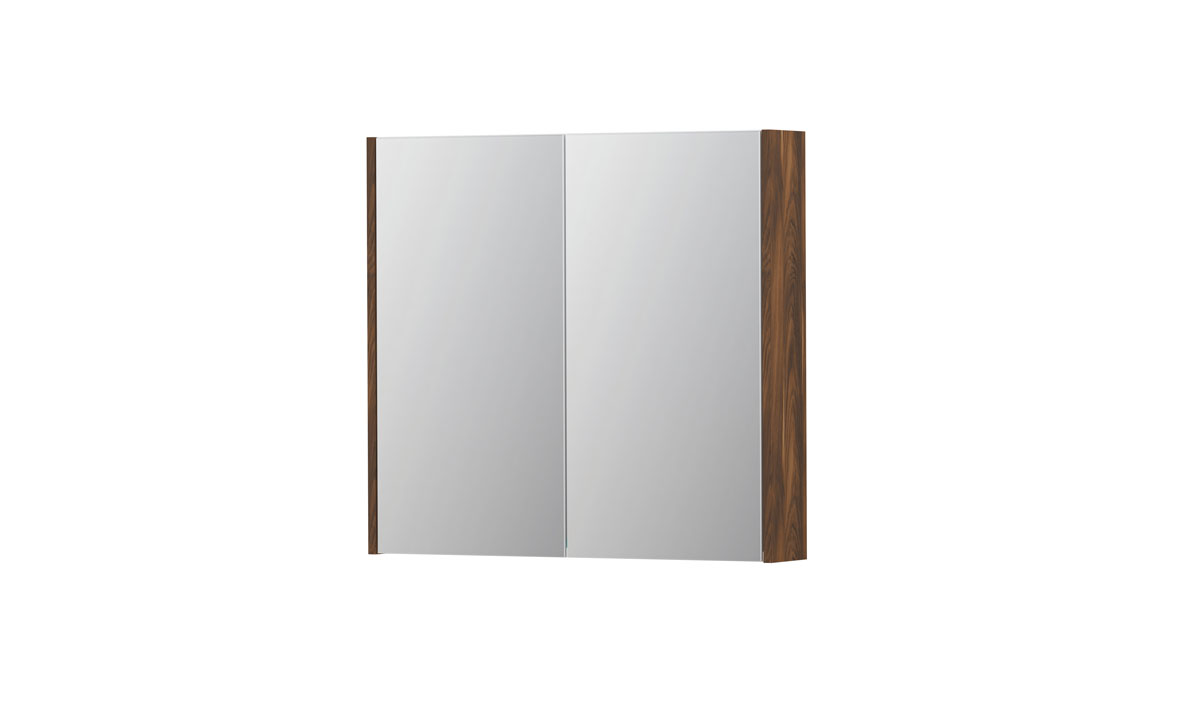 INK spiegelkast met 2 dubbelz. spiegeldeuren en stopc./schak. 1105214 Noten H730xB800xD140