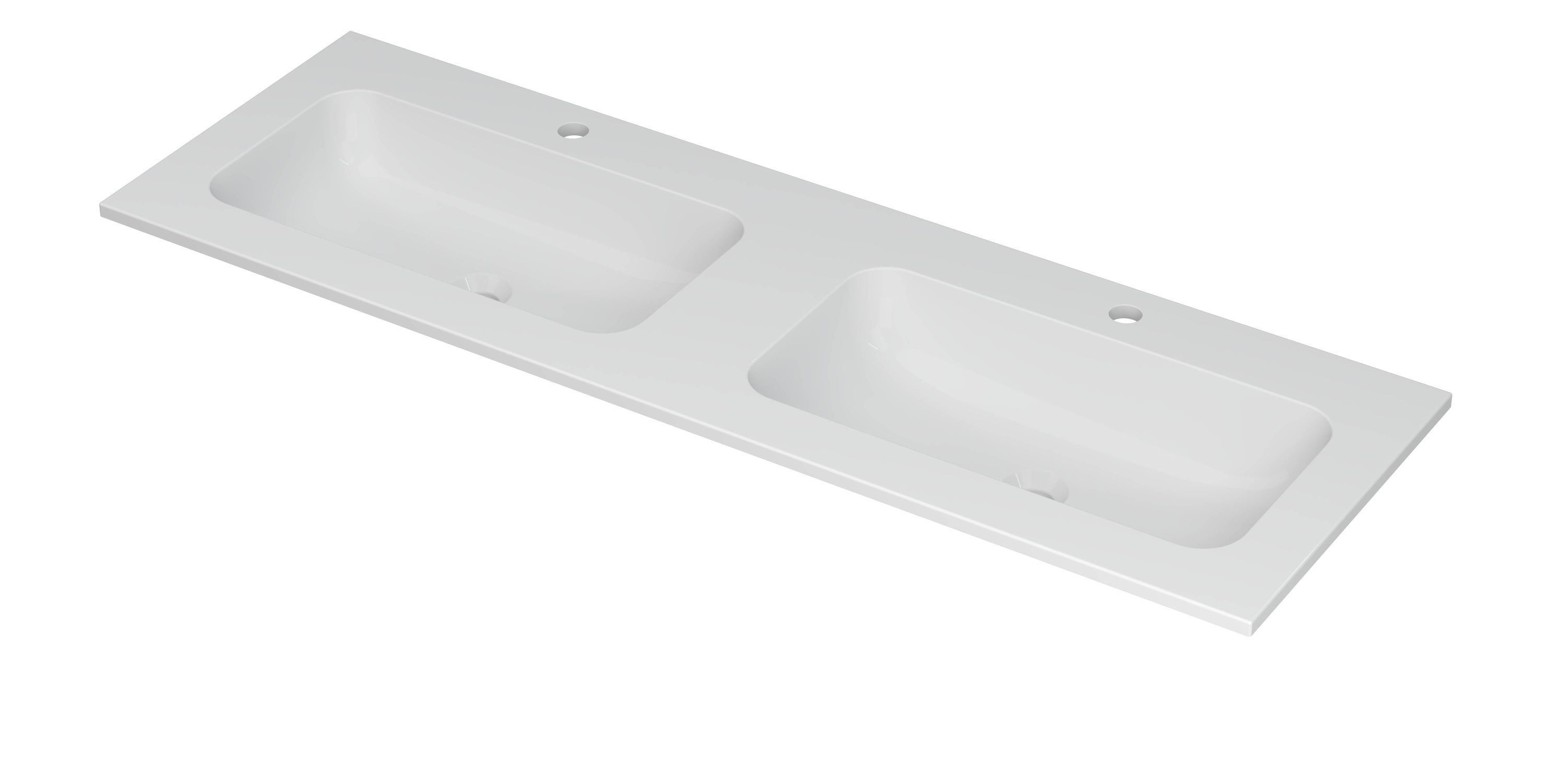 INK Aspekt wastafel pors. m. kom 45 dubbel m. 2 krgt. 207241 m. wit B15xD1400