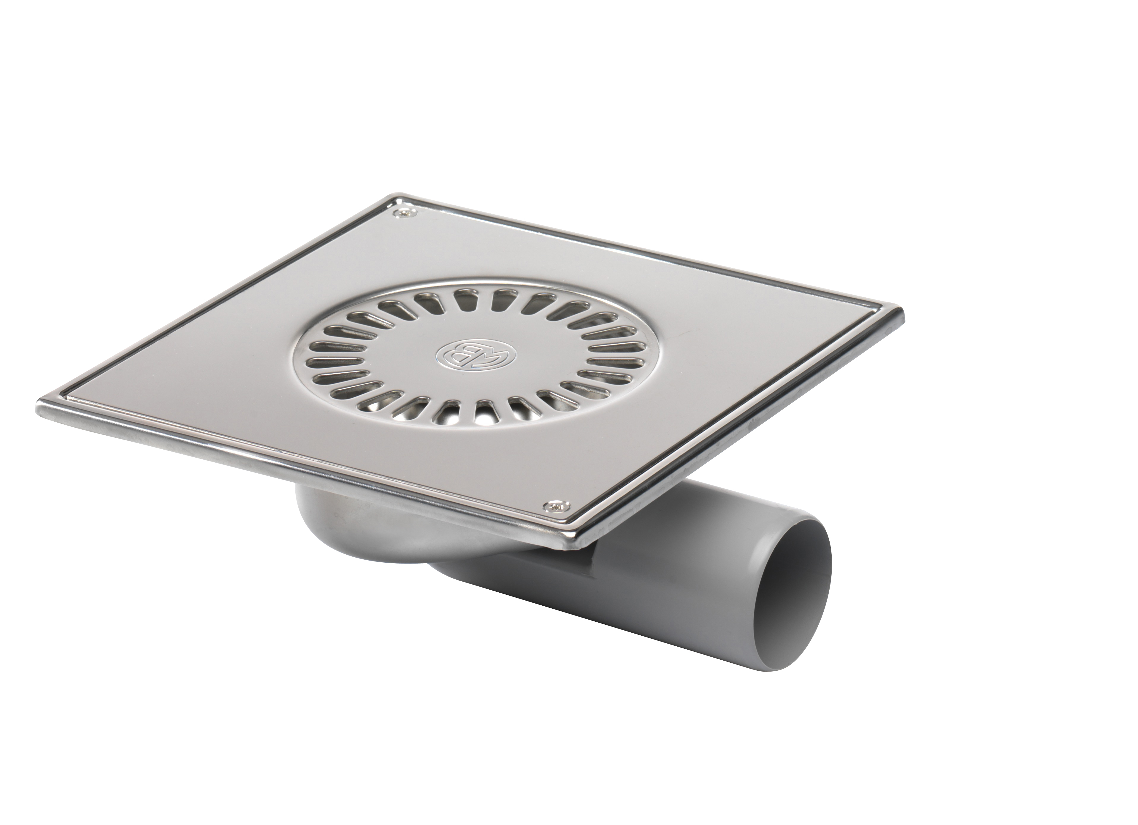 Aquaberg RVS vloerput zij-uitlaat- en onder uitlaat 182.201.050 20x20cm