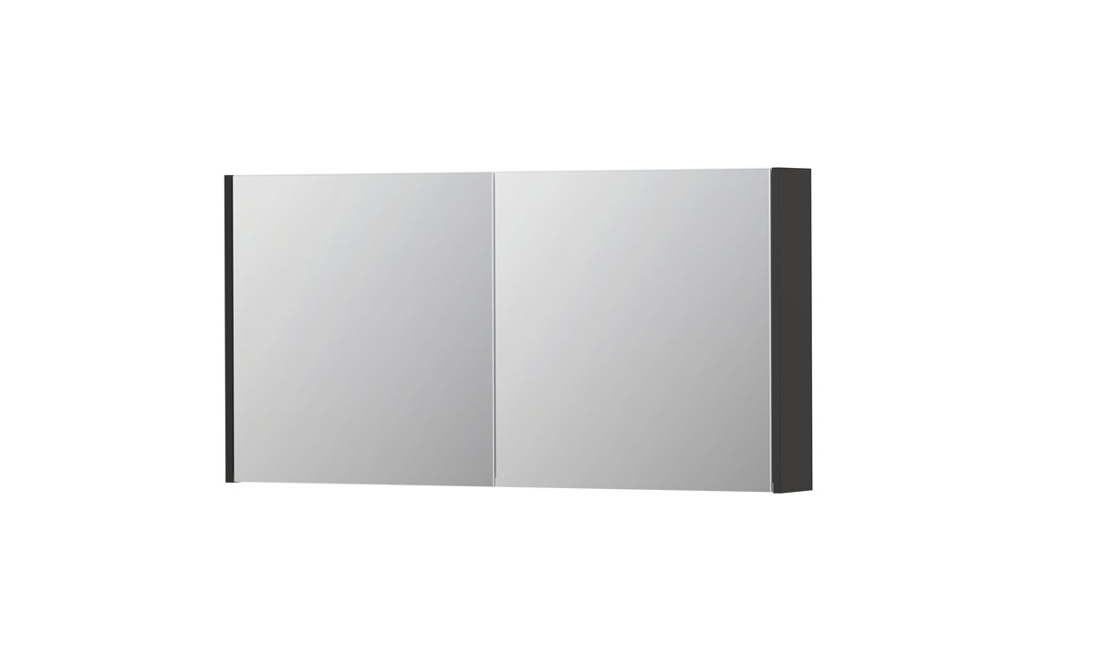 INK SPK1 spiegelkast m. 2 dubbelzijdige spiegeldeuren en stop/schak. 1110707 Hoogglans antraciet H600xB1200xD140