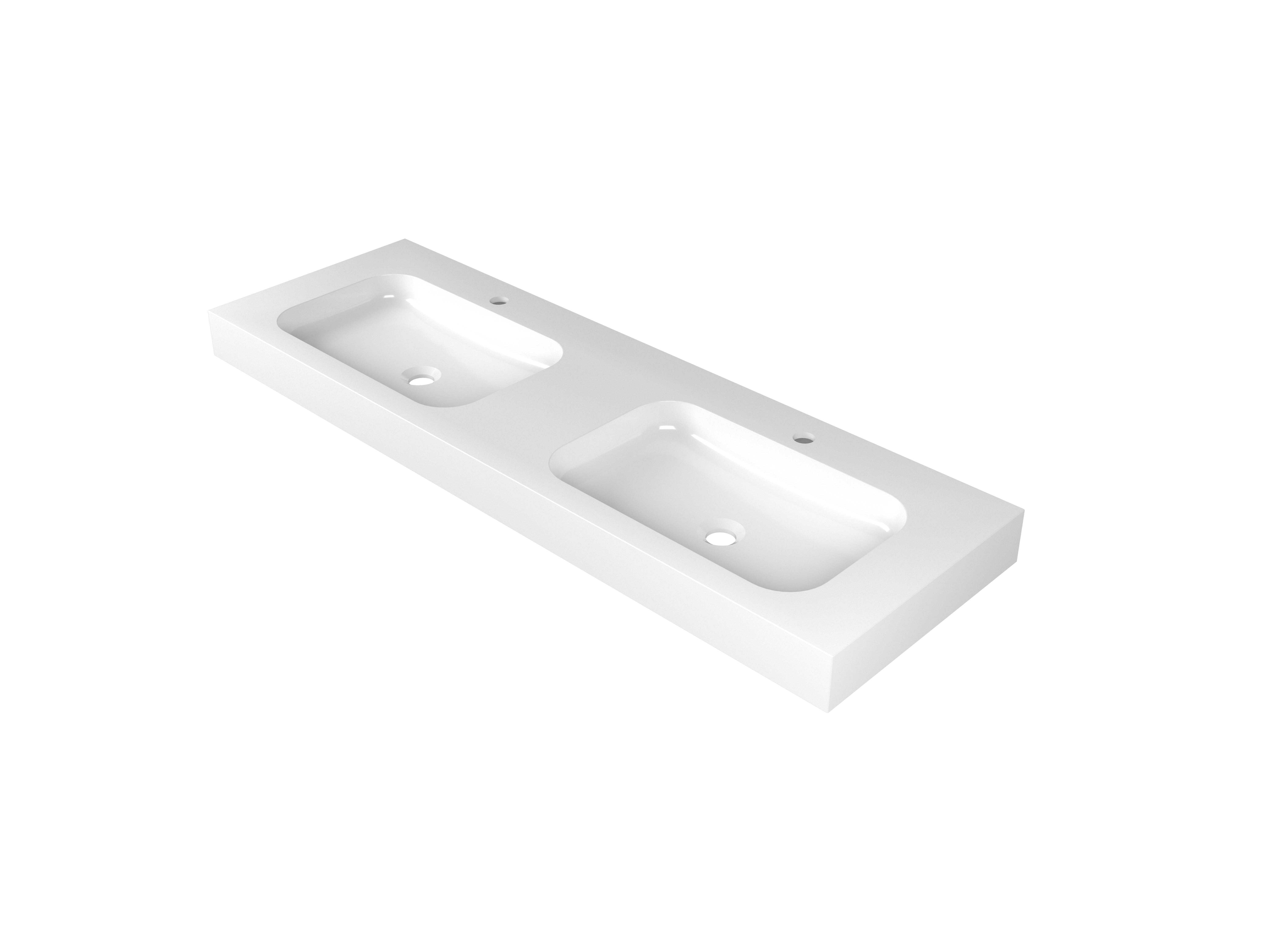 INK Tablet wast. Polystone dubbel met 2 krgt. 3416021 Glans wit H90xB1400xD450