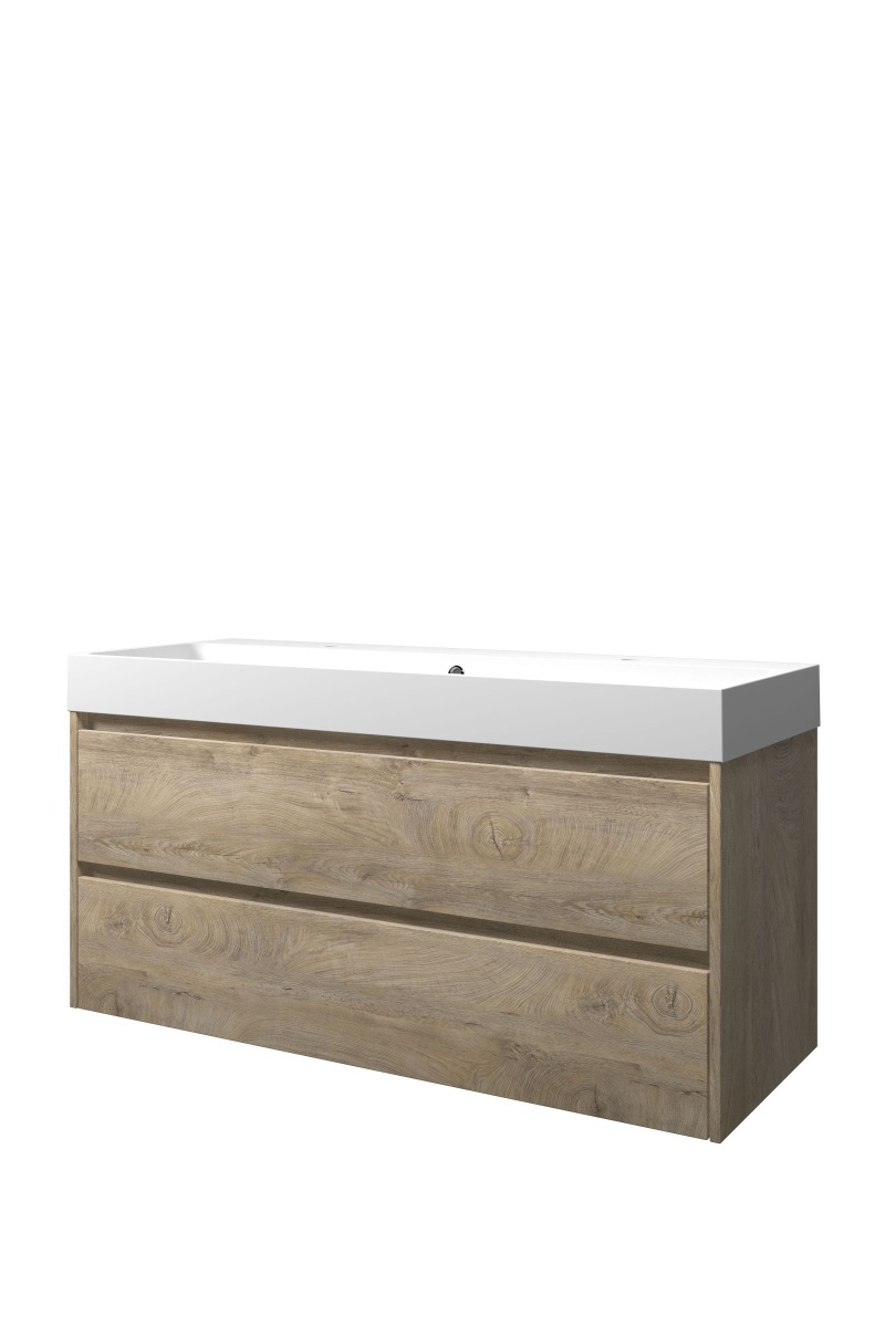 Proline set polystone Loft wast. met 2 krgt. en onderk. sym. 1816991 Raw oak/Mat wit H620xB1200xD460