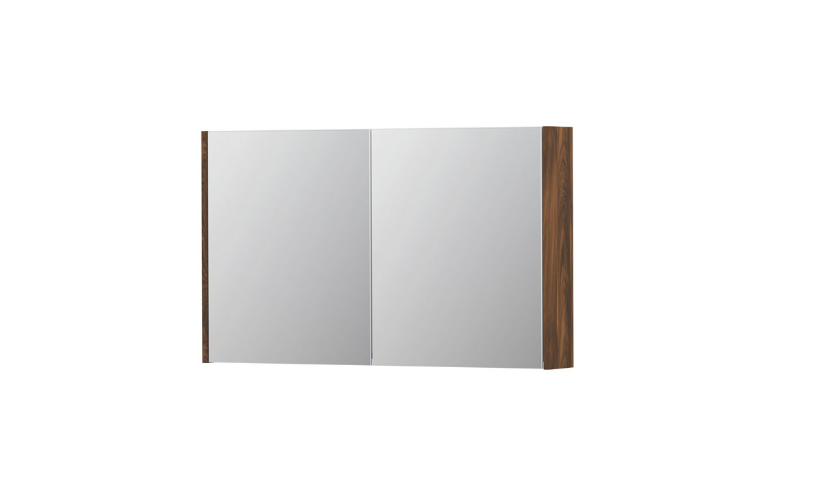 INK SPK1 spiegelkast m. 2 dubbelzijdige spiegeldeuren en stop/schak. 1110664 Noten H600xB1000xD140
