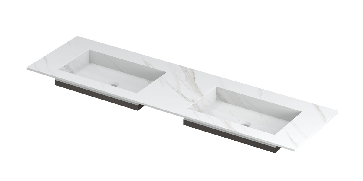 INK Post wast. keramische slab envelop bak dubbel zonder krgt. H10xB1600xD450 Calacatta mat / 210120