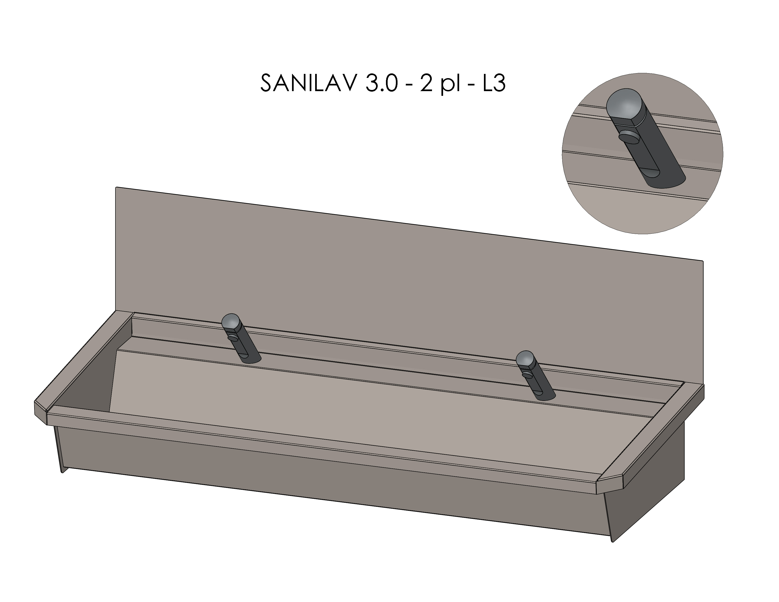 Intersan Sanilav muurwastrog rvs 2p 120 zelfs.krn SANILAV 3.0-2-L3