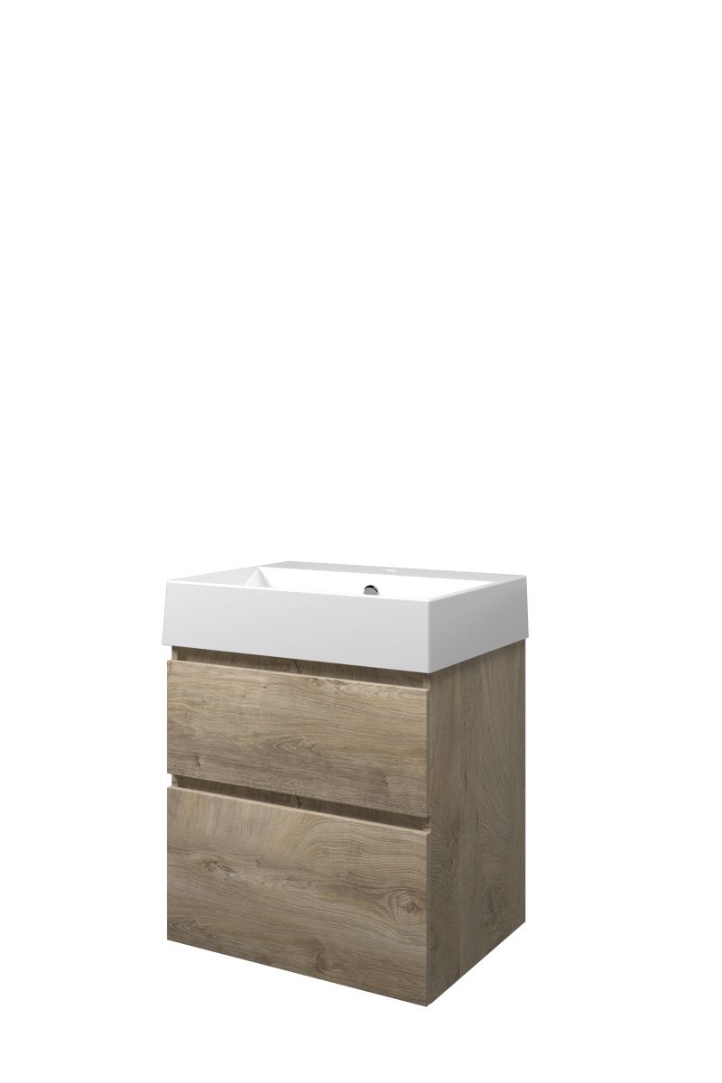 Proline set porselein Loft wast. met 1 krgt. en onderk. a-sym. 1815511 Raw oak/Glans wit H700xB600xD460