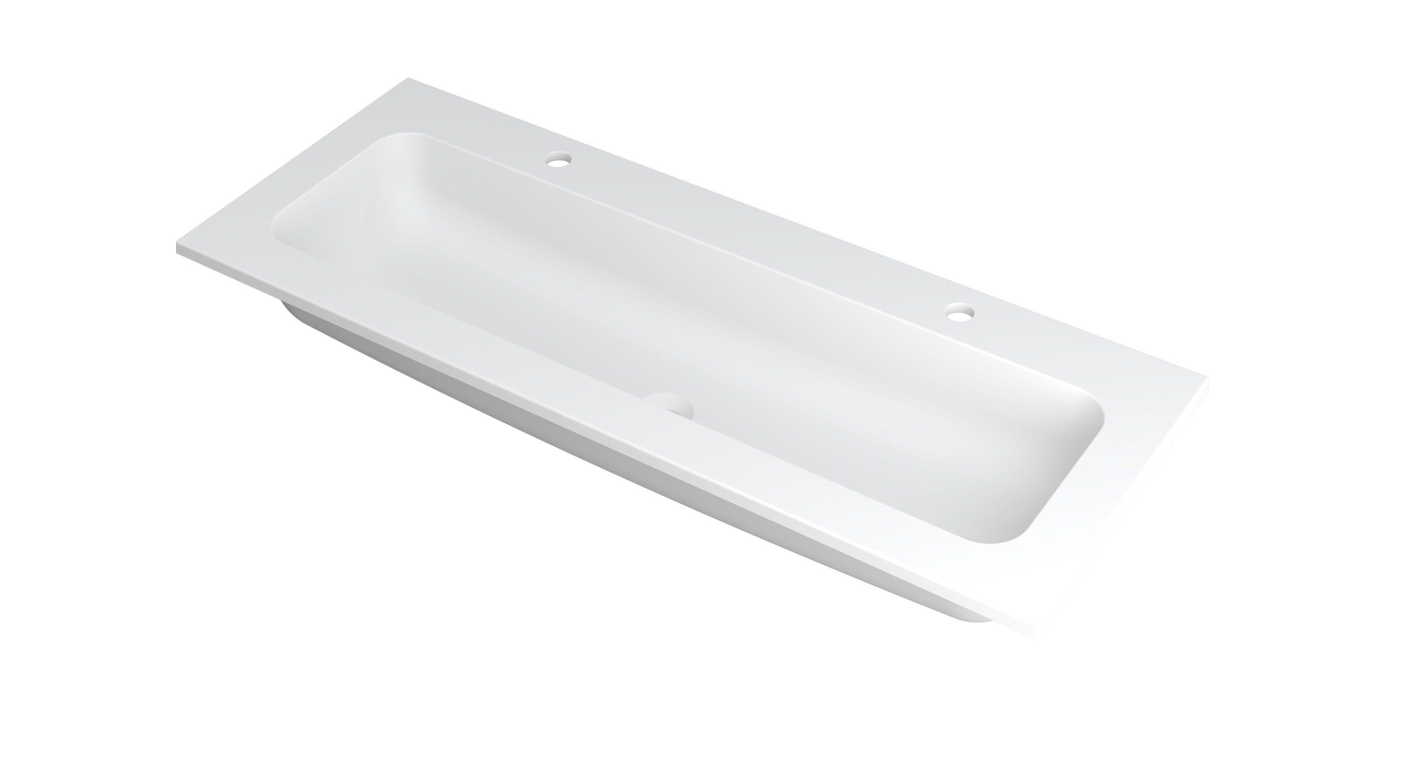 INK Faktor wast. polystone centraal met 2 krgt. 3407222 Mat wit H15xB1200xD450