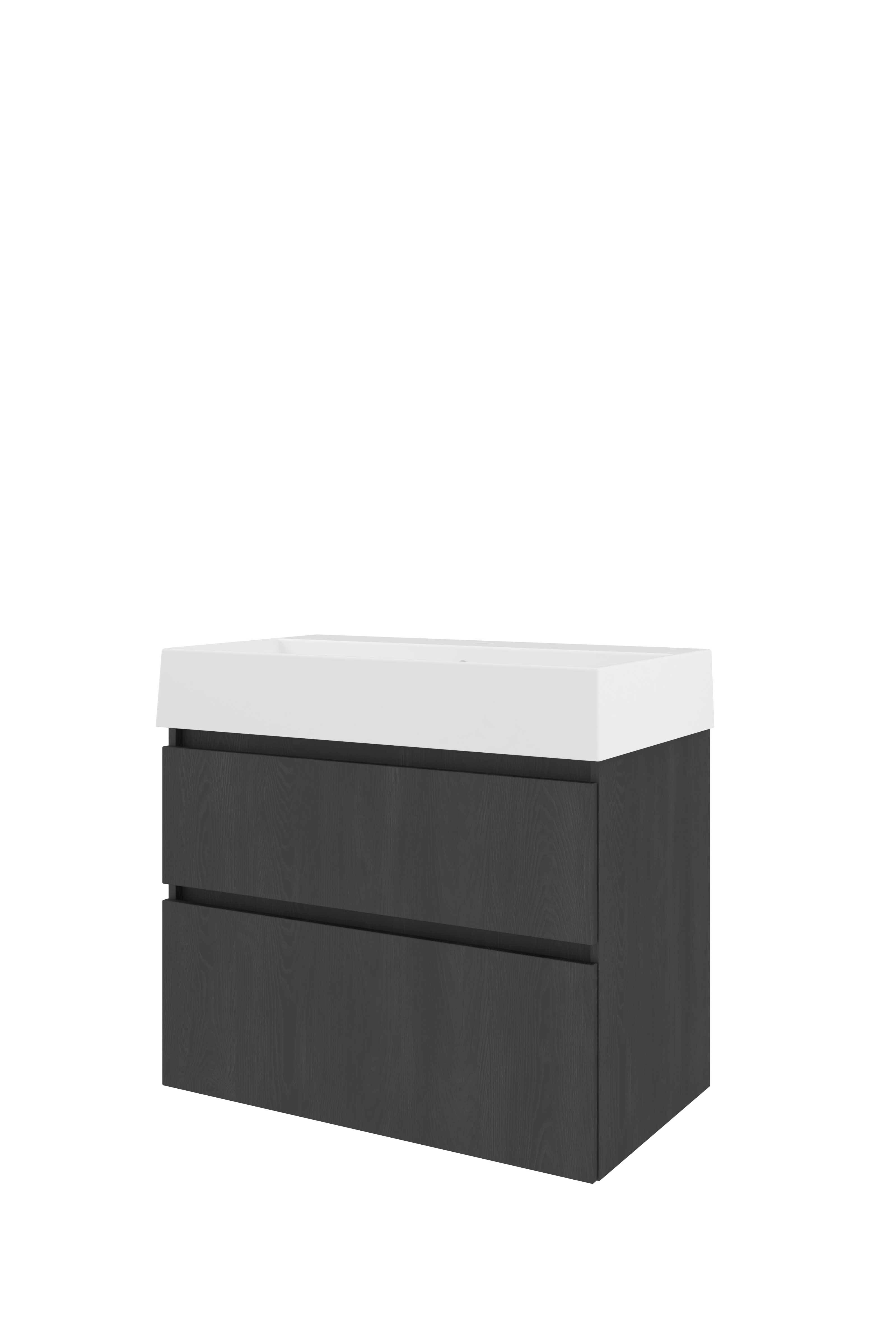 Proline Set porselein Loft wast. met 1 krgt. en onderkast a-sym. 1815537 Black oak/Glans wit 800x460x700