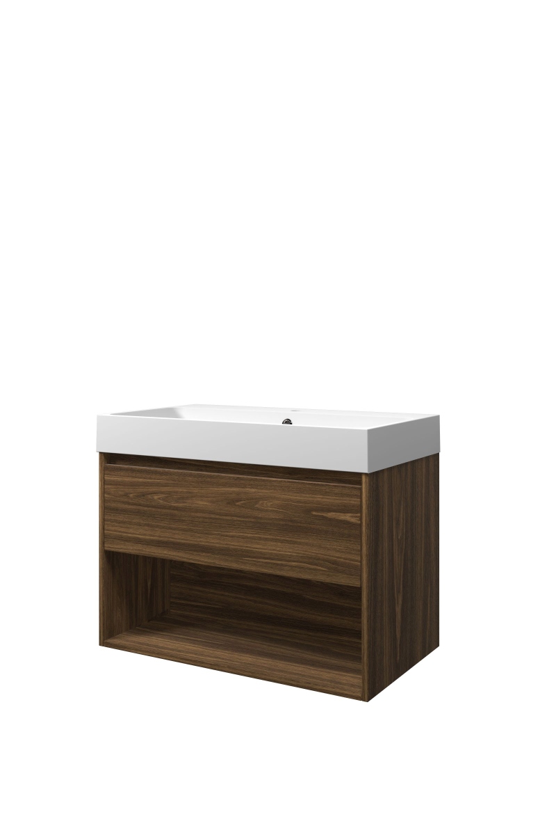 Proline set polystone Loft wast. met 1 krgt. en onderk. met schap 1816673 Cabana oak/Mat wit H620xB800xD460