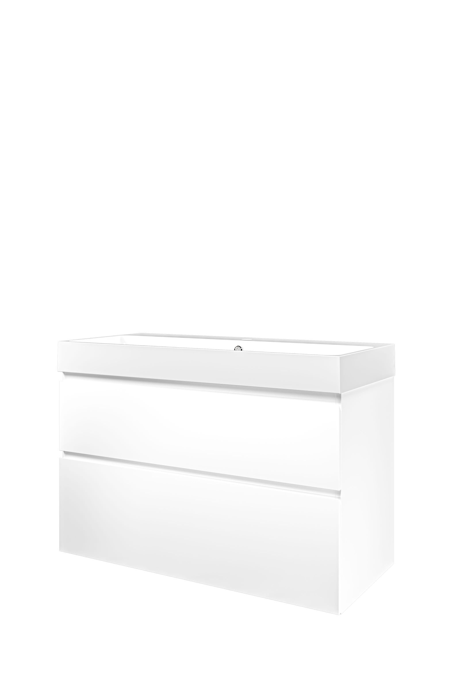 Proline set polystone Loft wast. met 1 krgt. en onderk. a-sym. 1817095 Mat wit/Glans wit H700xB1000xD460