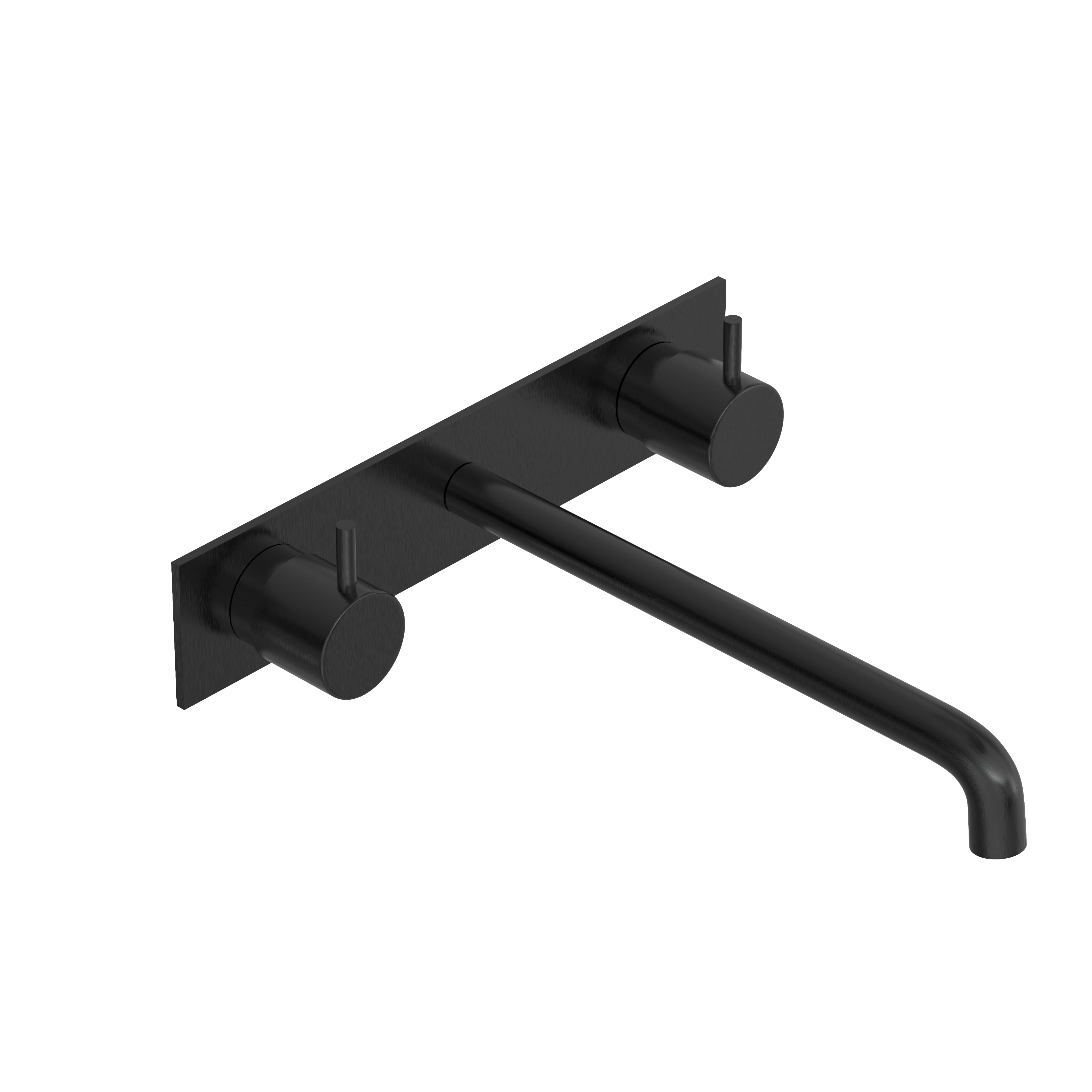 Hotbath Cobber afbouwdeel wastafelmengkraan 3 gats inbouwbrug achterplaat 25cm uitloop CB006TEXT25MBP Geborsteld zwart PVD