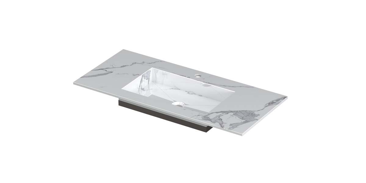 INK Post wast. keramische slab envelop bak midden m. 1 krgt. H10xB1000xD450 Statuario glans / 210053