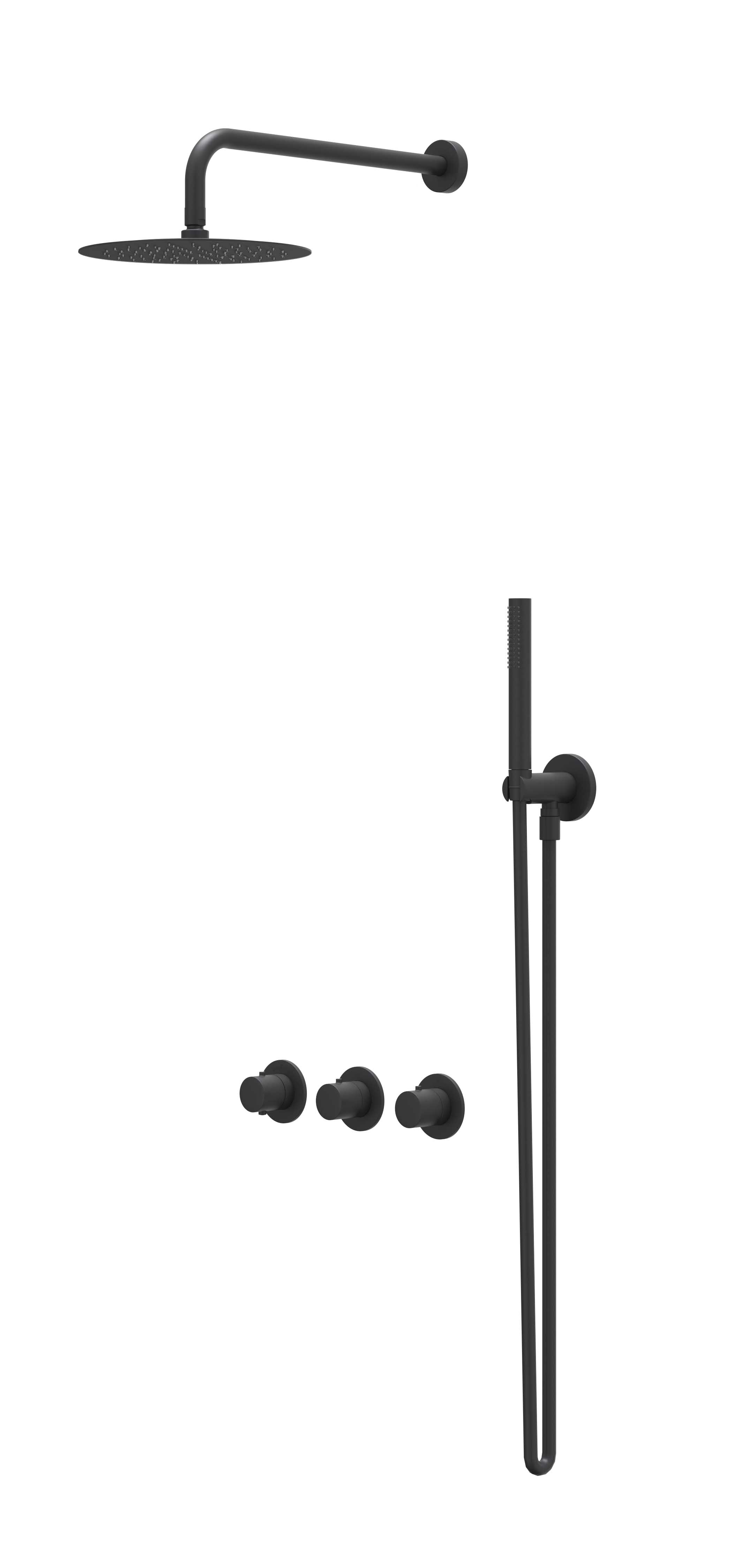 IVY Bond set 2 stopkr. w.arm R20cm verst. steun m. geint. uitl. slang 150cm + 3-st. hd. CSB4MZBAAC Mat zwart PED