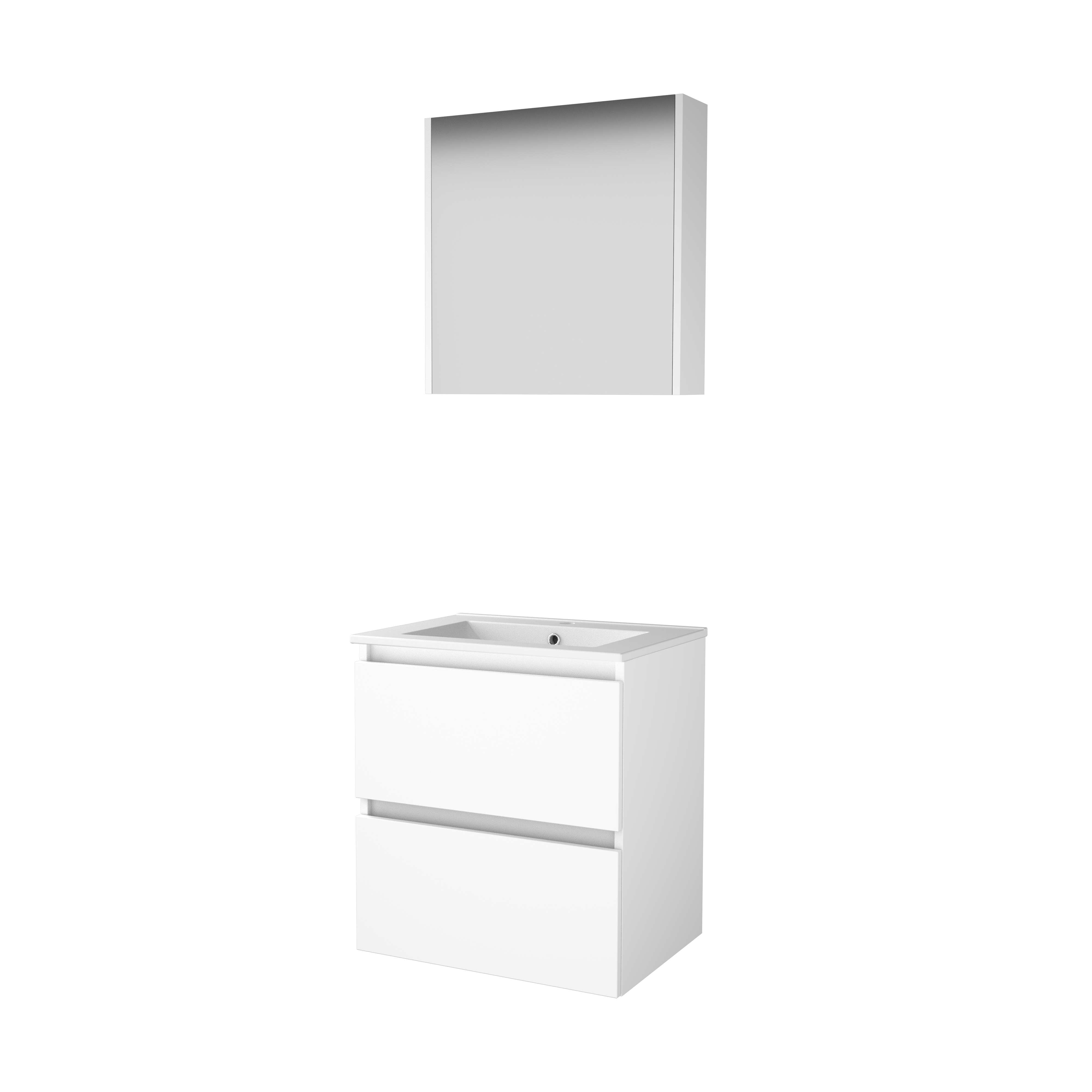 Basic Comfort 46 set 60x46cm greepl. 2 la keram. wast. 1 krgt. incl. kast C46GL60PIW Ice White