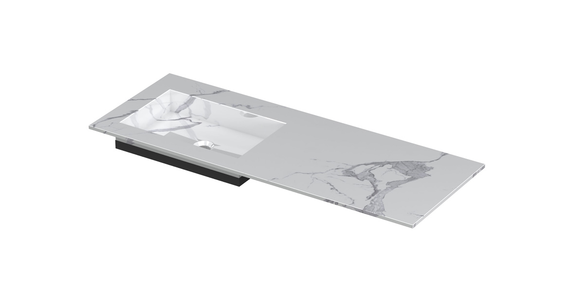INK Post wast. keramische slab envelop bak L zonder krgt. H10xB1200xD450 Statuario glans / 210603