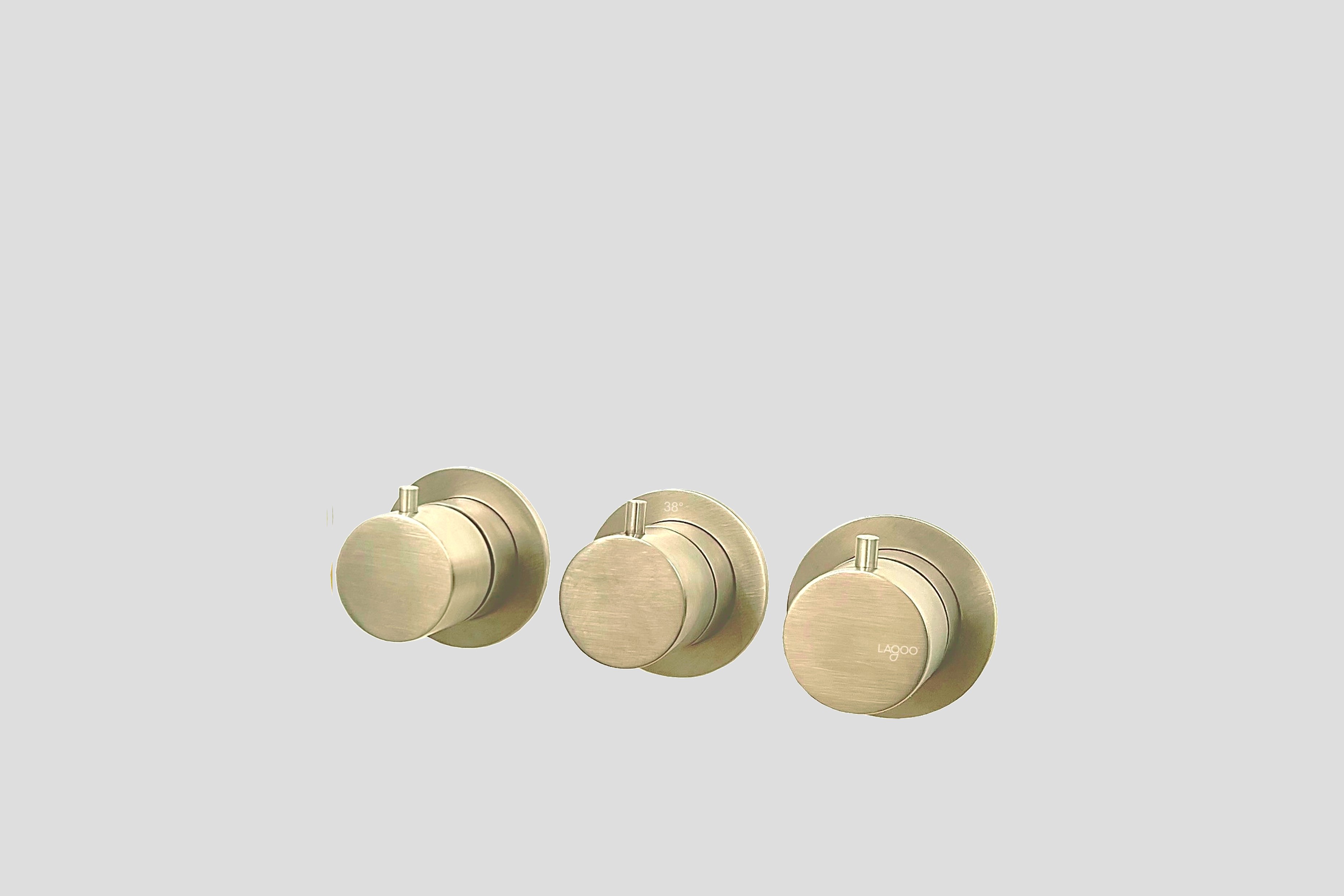 Lagoo Garda Inbouw douche/bad thermostaat Tripple7 met 3-weg omstel G2275PG Brushed Champagne PVD