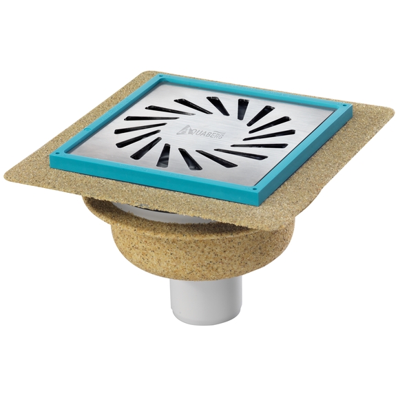 Aquaberg vloerput ABS bezand ou 50 mm flens/voegframe 6mm x 7.5mm verstelbaar vert-hor 2036 - 146x146mm