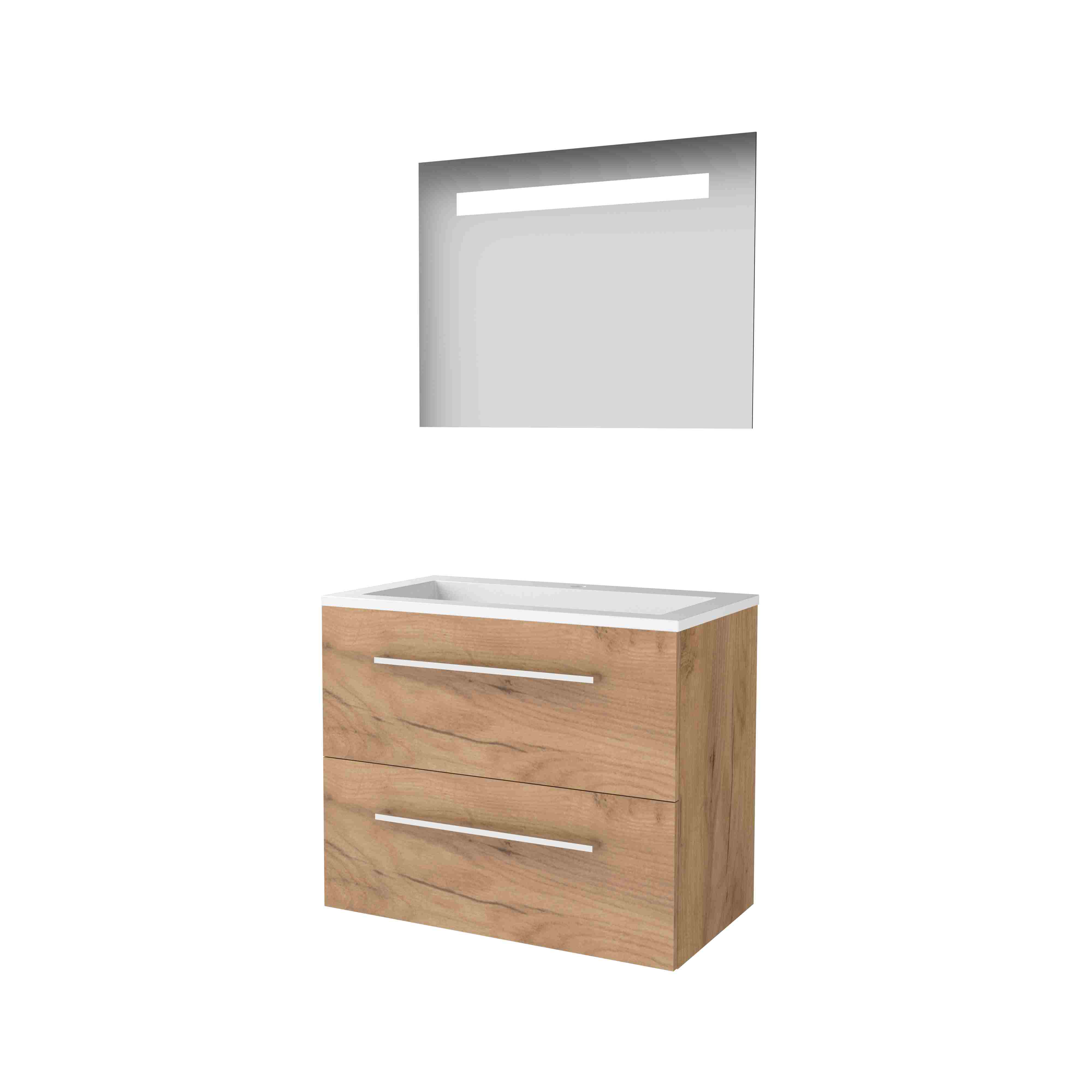 Basic Economic 46 set 80x46cm met gr. 2 la Acryl wast. 1 krgt. incl. spiegel m. verl. E46GR80A1WO Whisky Oak