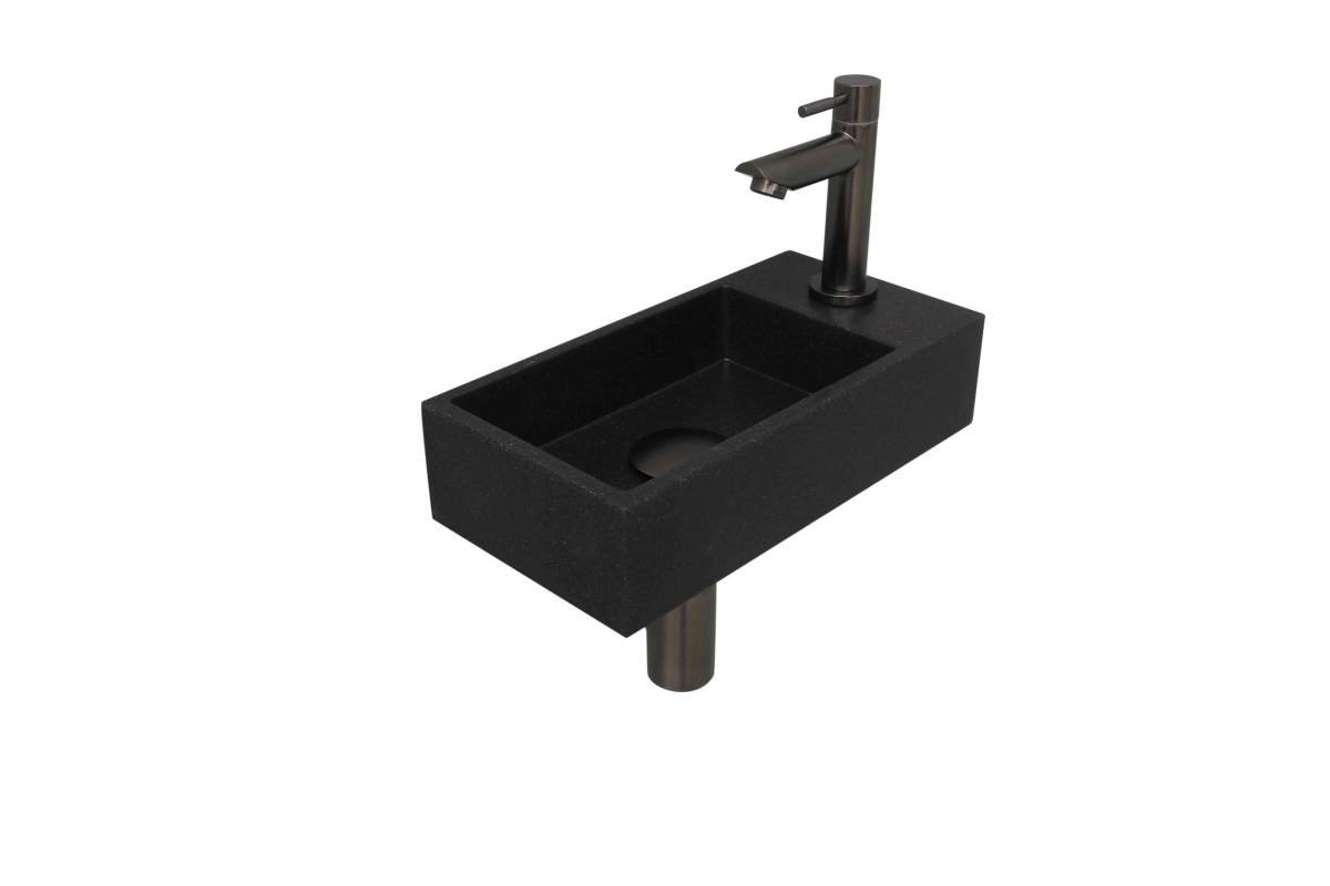 INK fonteinpack Quartz R incl. kraan sifon plug en montageset 1805174 Quartz zwart/gun metal H90xB360xD180