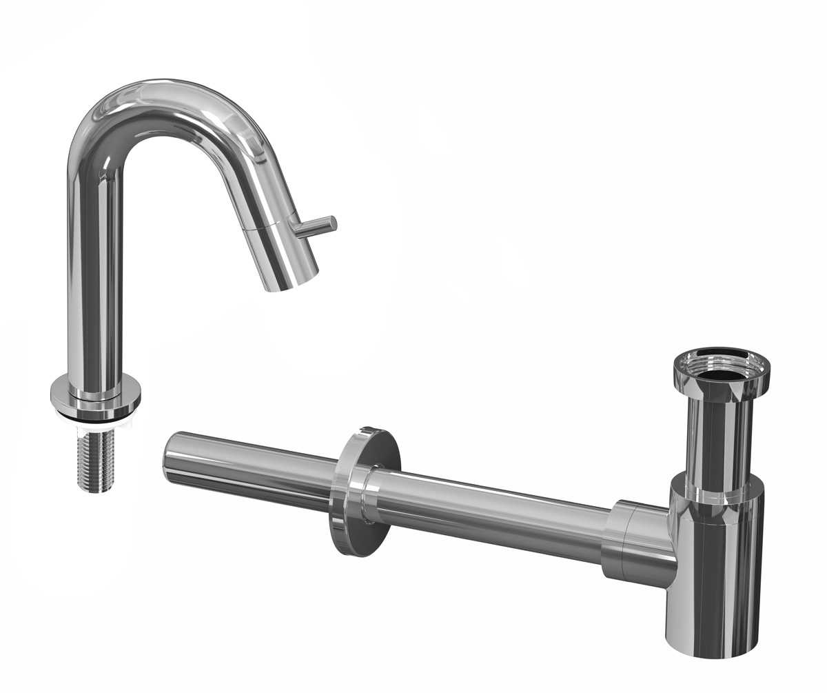 INK Combi 4B fonteinkraan staand gebogen laag m. syphon Chroom / 9902470