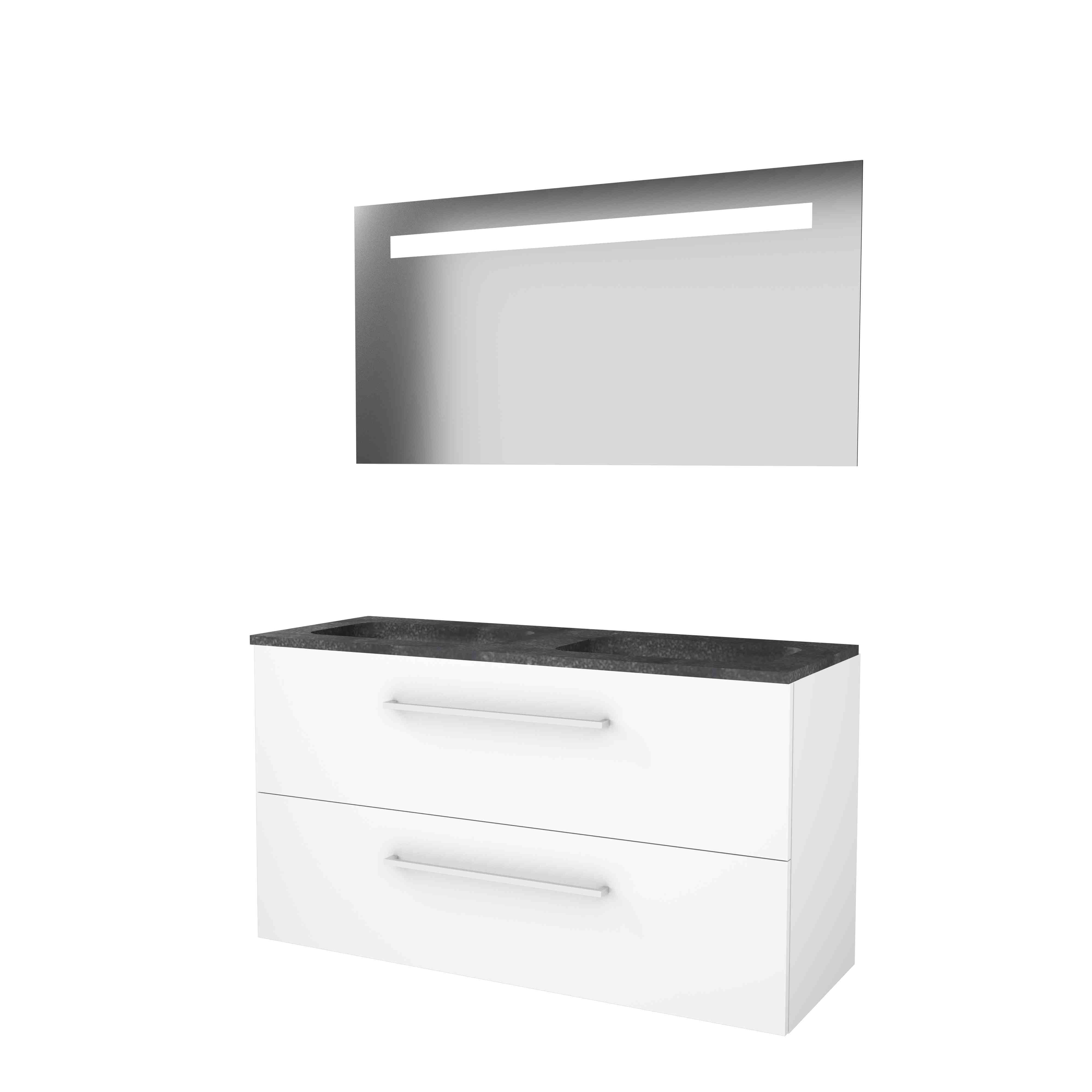 Basic Econom. 46 onderk. m. gr. incl. 2 la + hardst. wast. z. krgt. incl. spg. m. geint. Led B1200xD460 Ice White / 1813288