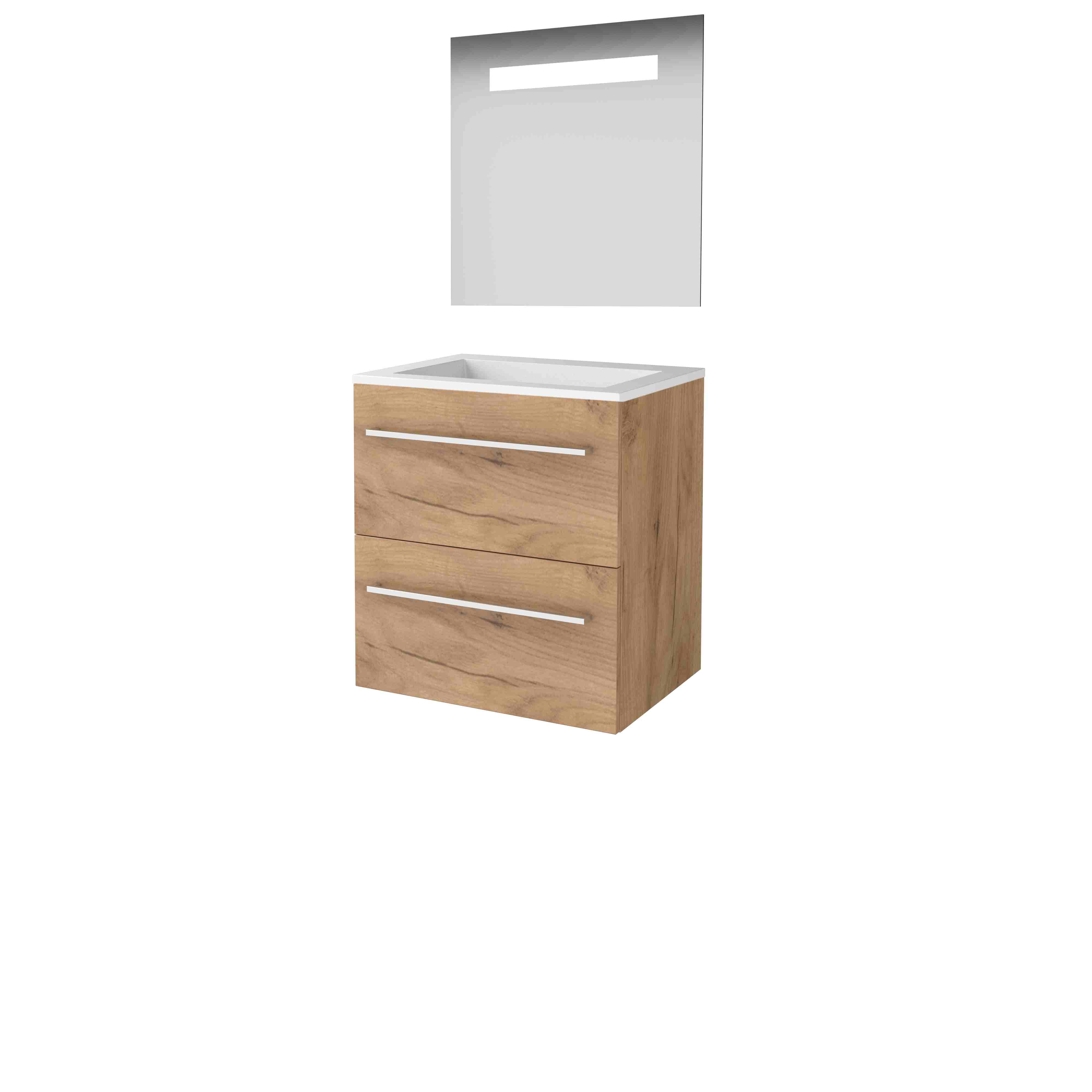 Basic Economic 46 set 60x46cm met gr. 2 la Acryl wast. 0 krgt. incl. spiegel m. verl. E46GR60A0WO Whisky Oak