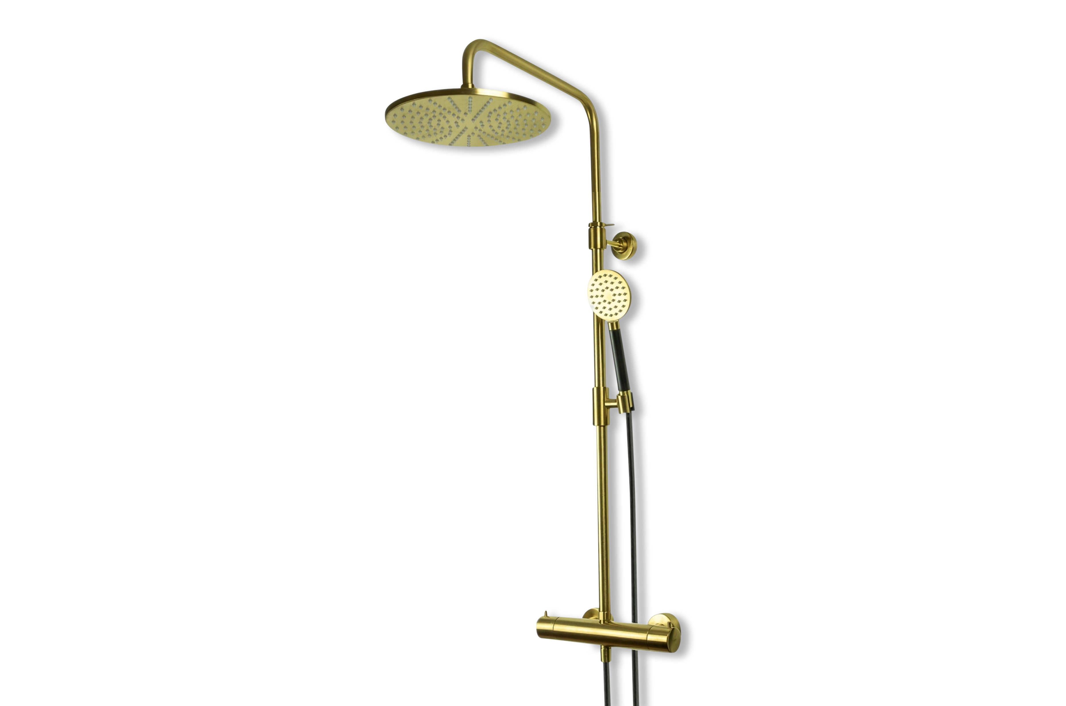 Lagoo Garda thermostatische douche set met hoofddouche 250 mm en handdouche rond G5203BB Brushed Brass PVD